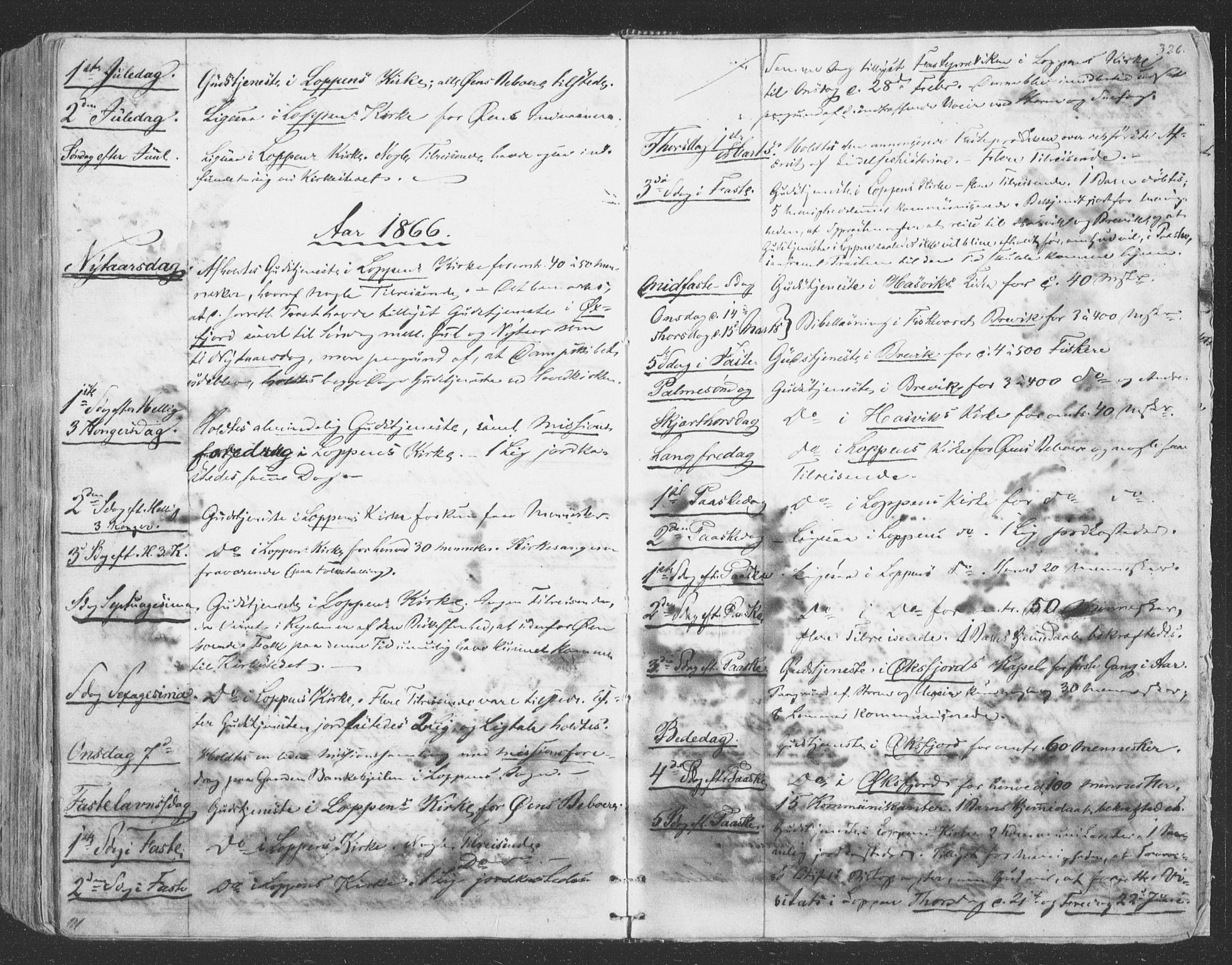 Loppa sokneprestkontor, AV/SATØ-S-1339/H/Ha/L0004kirke: Parish register (official) no. 4, 1849-1868, p. 326