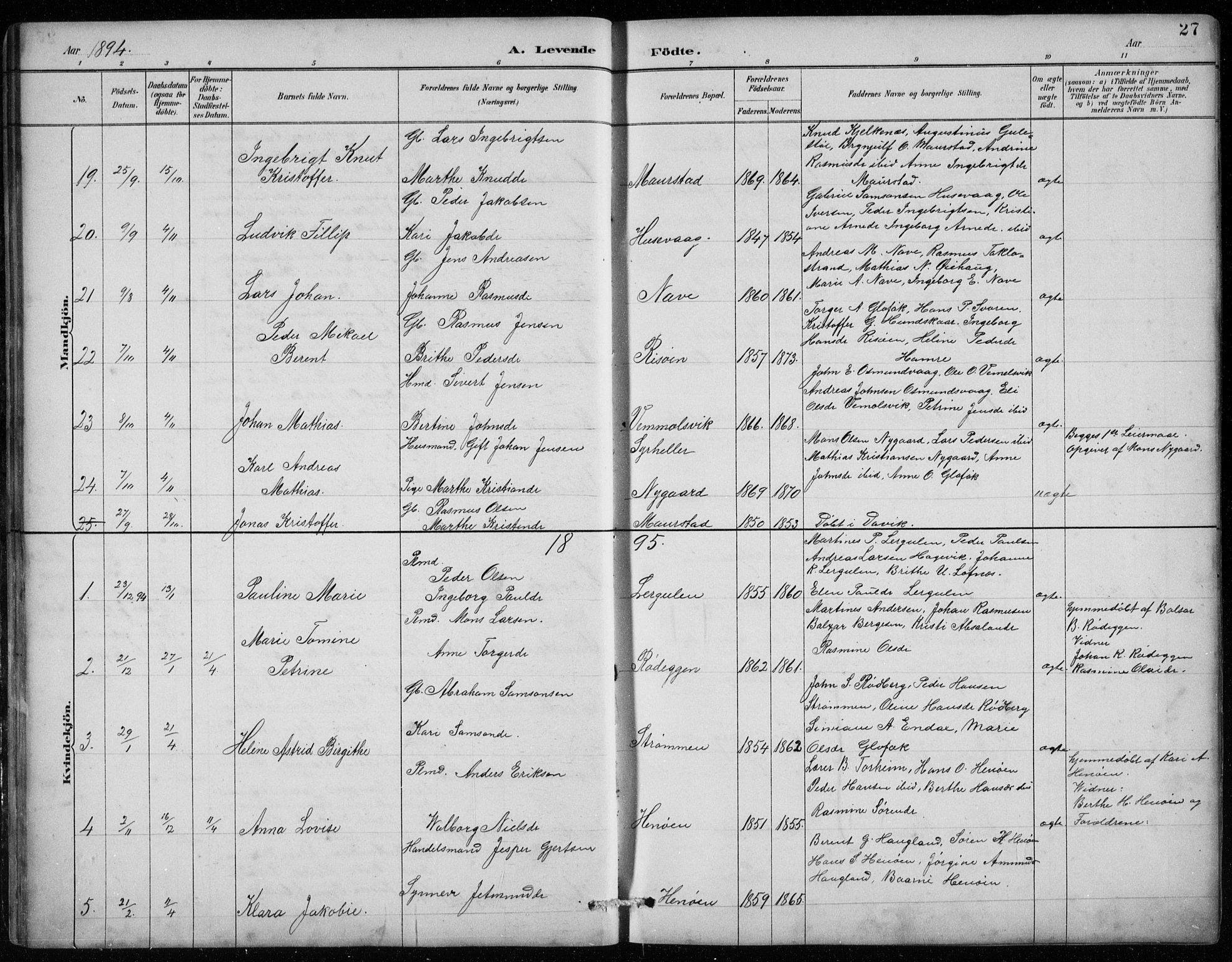 Davik sokneprestembete, AV/SAB-A-79701/H/Hab/Habc/L0002: Parish register (copy) no. C 2, 1889-1906, p. 27