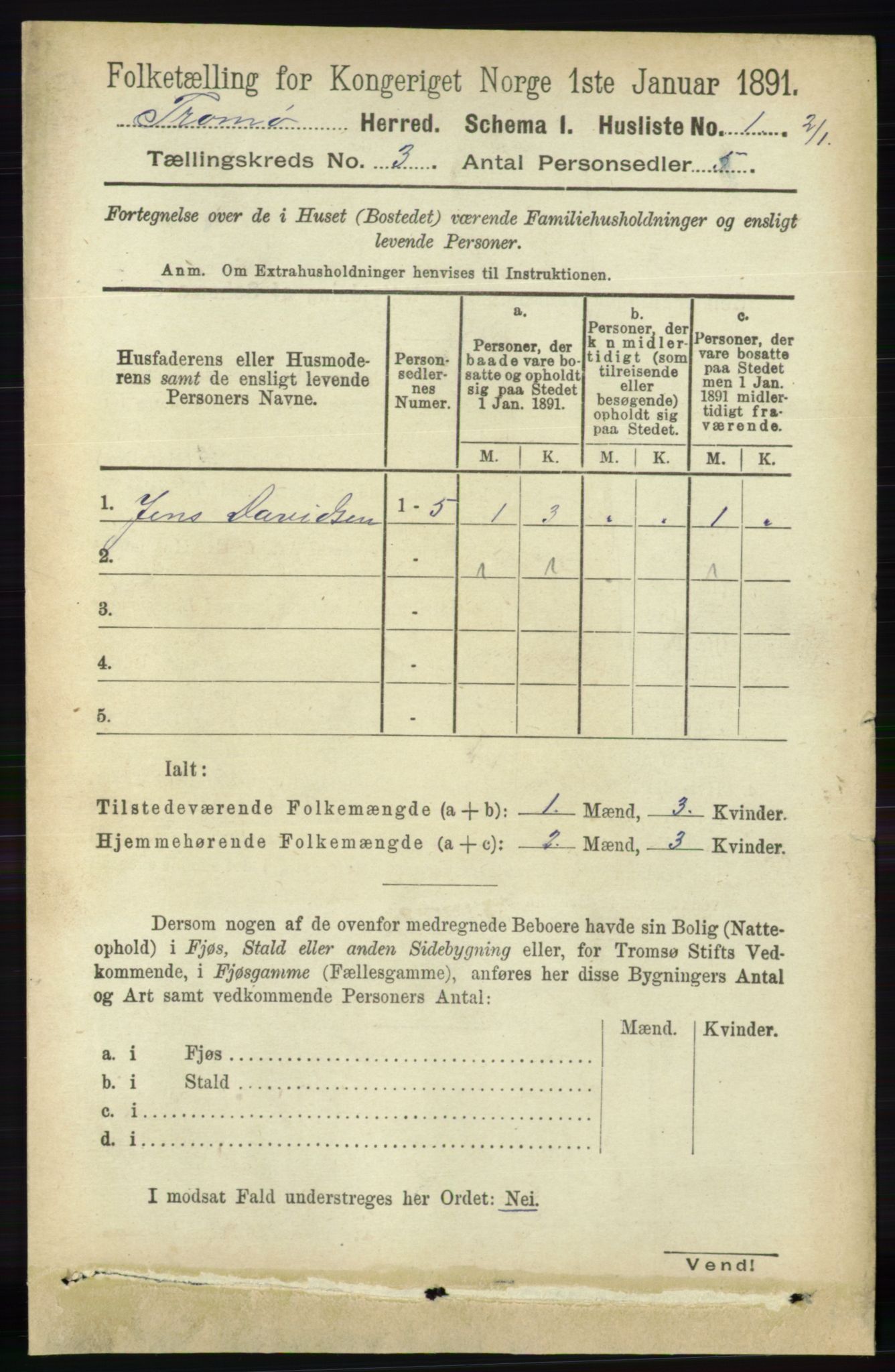 RA, 1891 census for 0921 Tromøy, 1891, p. 891
