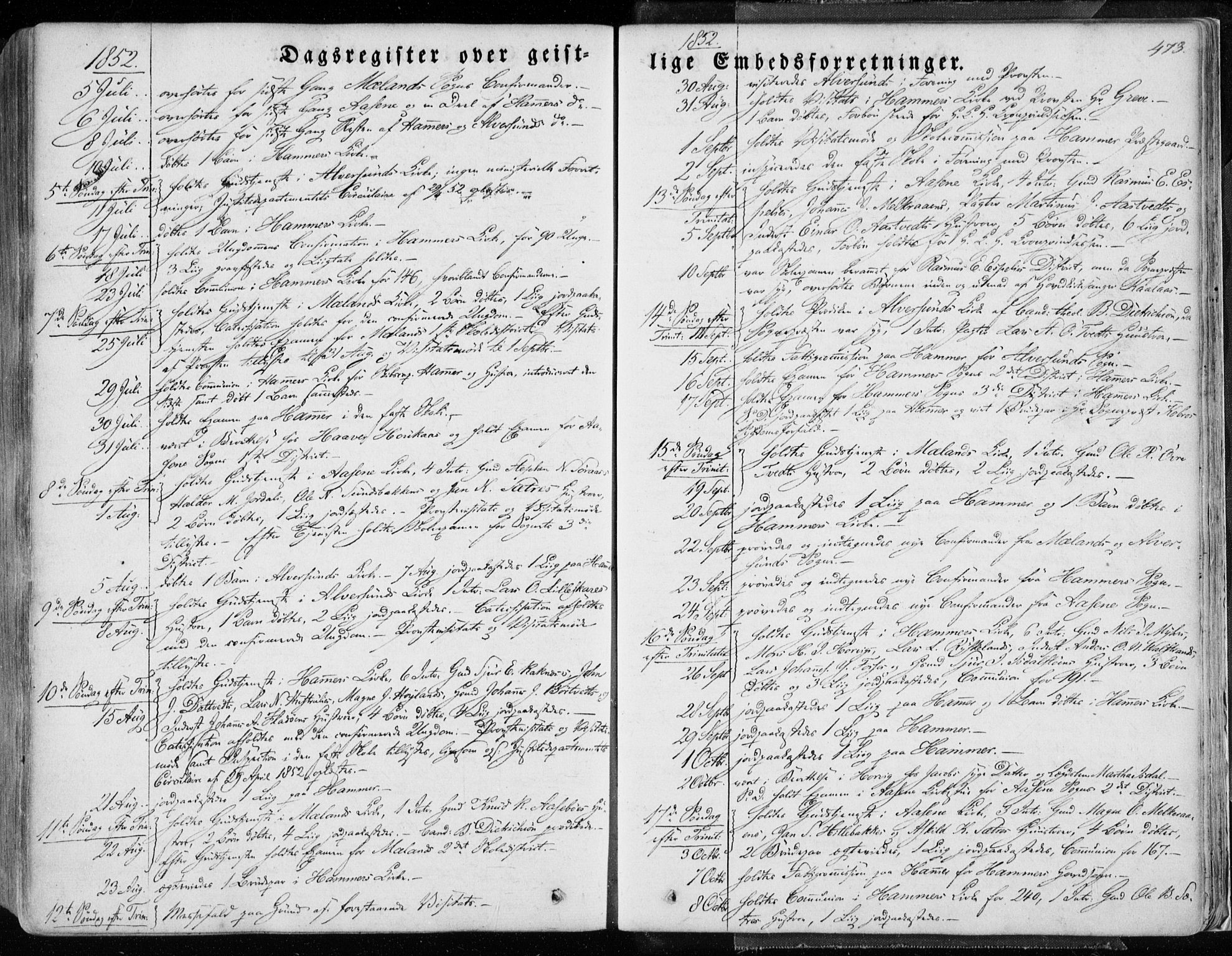 Hamre sokneprestembete, AV/SAB-A-75501/H/Ha/Haa/Haaa/L0013: Parish register (official) no. A 13, 1846-1857, p. 473