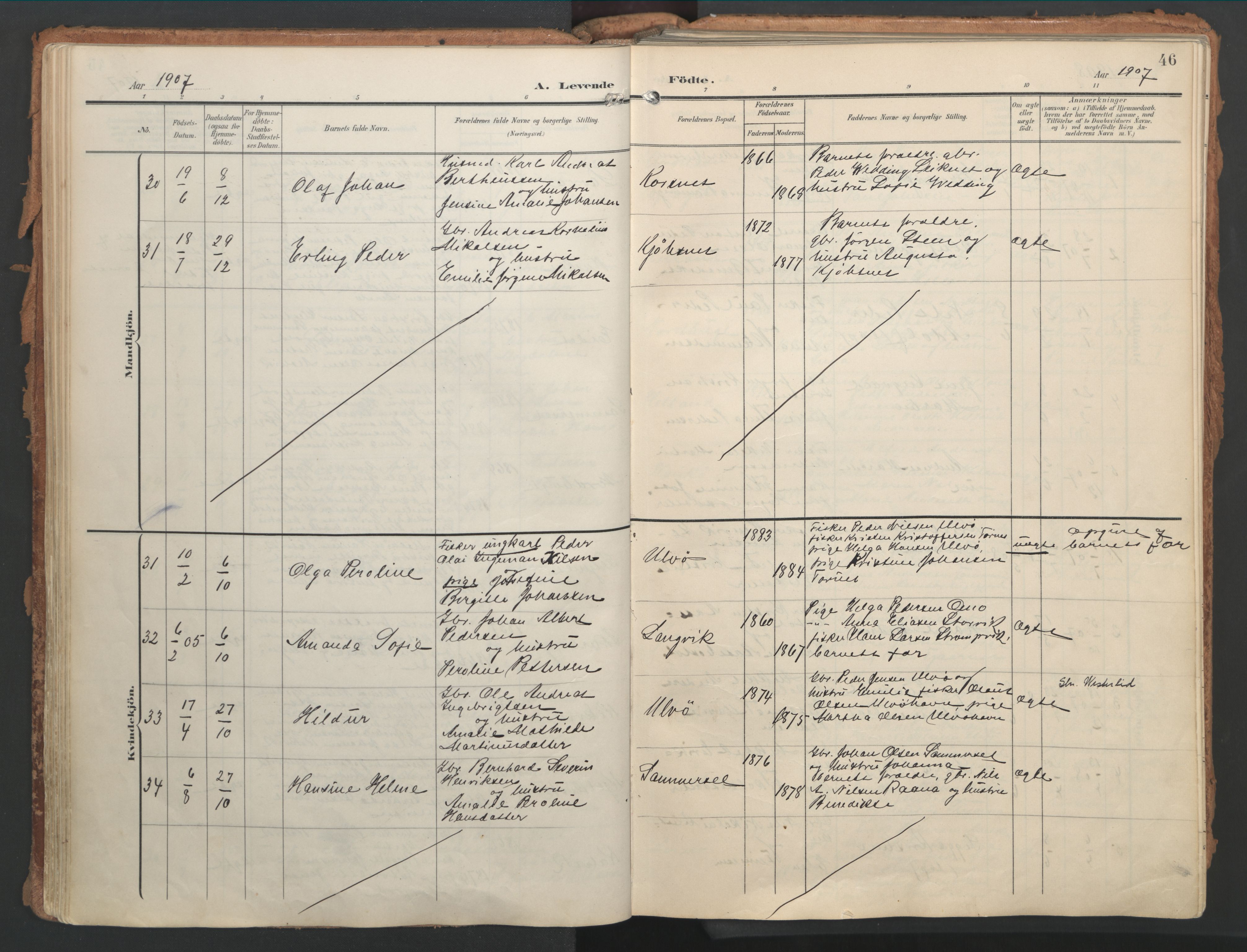 Ministerialprotokoller, klokkerbøker og fødselsregistre - Nordland, AV/SAT-A-1459/861/L0871: Parish register (official) no. 861A06, 1903-1916, p. 46