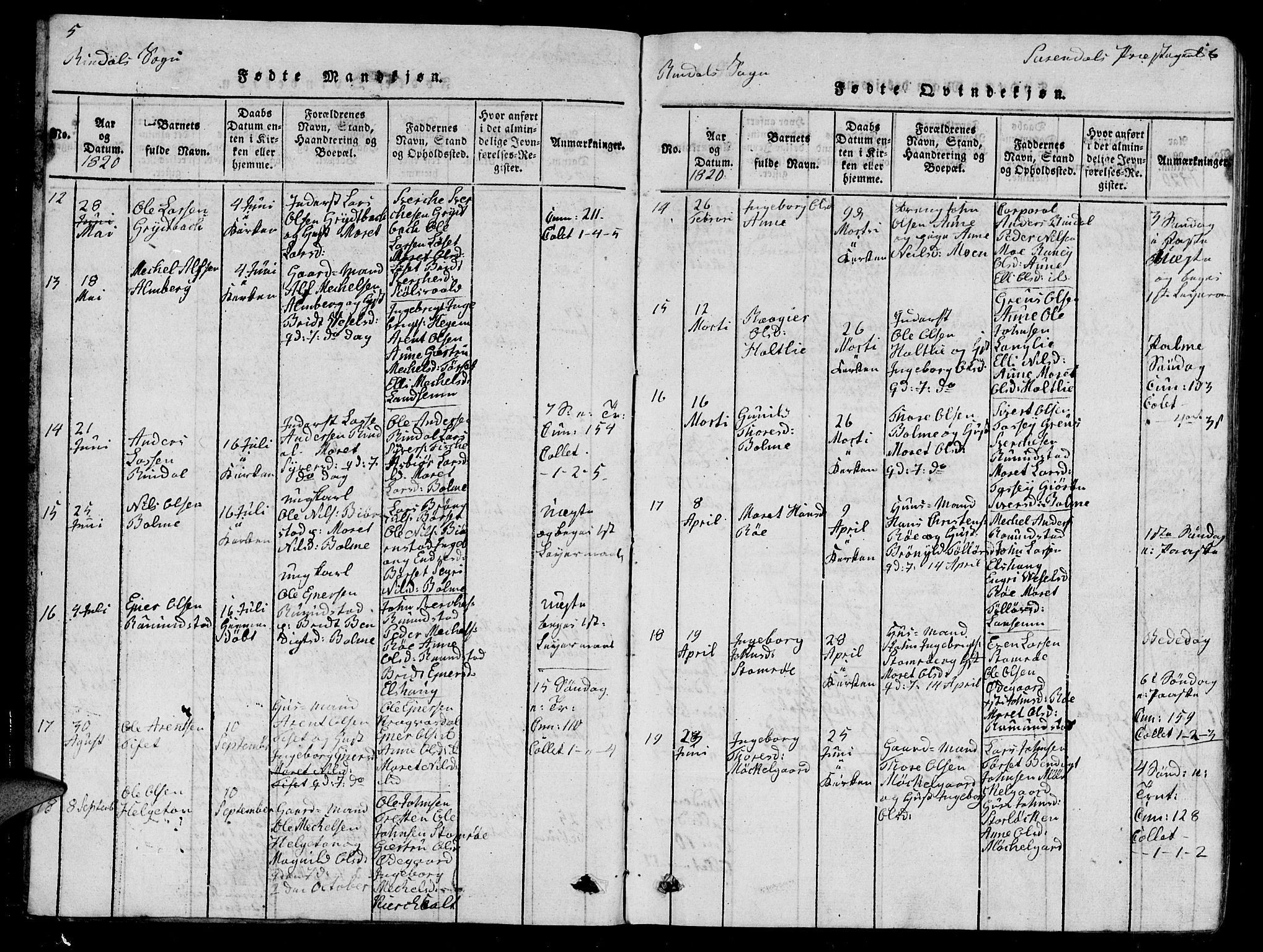 Ministerialprotokoller, klokkerbøker og fødselsregistre - Møre og Romsdal, AV/SAT-A-1454/595/L1050: Parish register (copy) no. 595C02, 1819-1834, p. 5-6