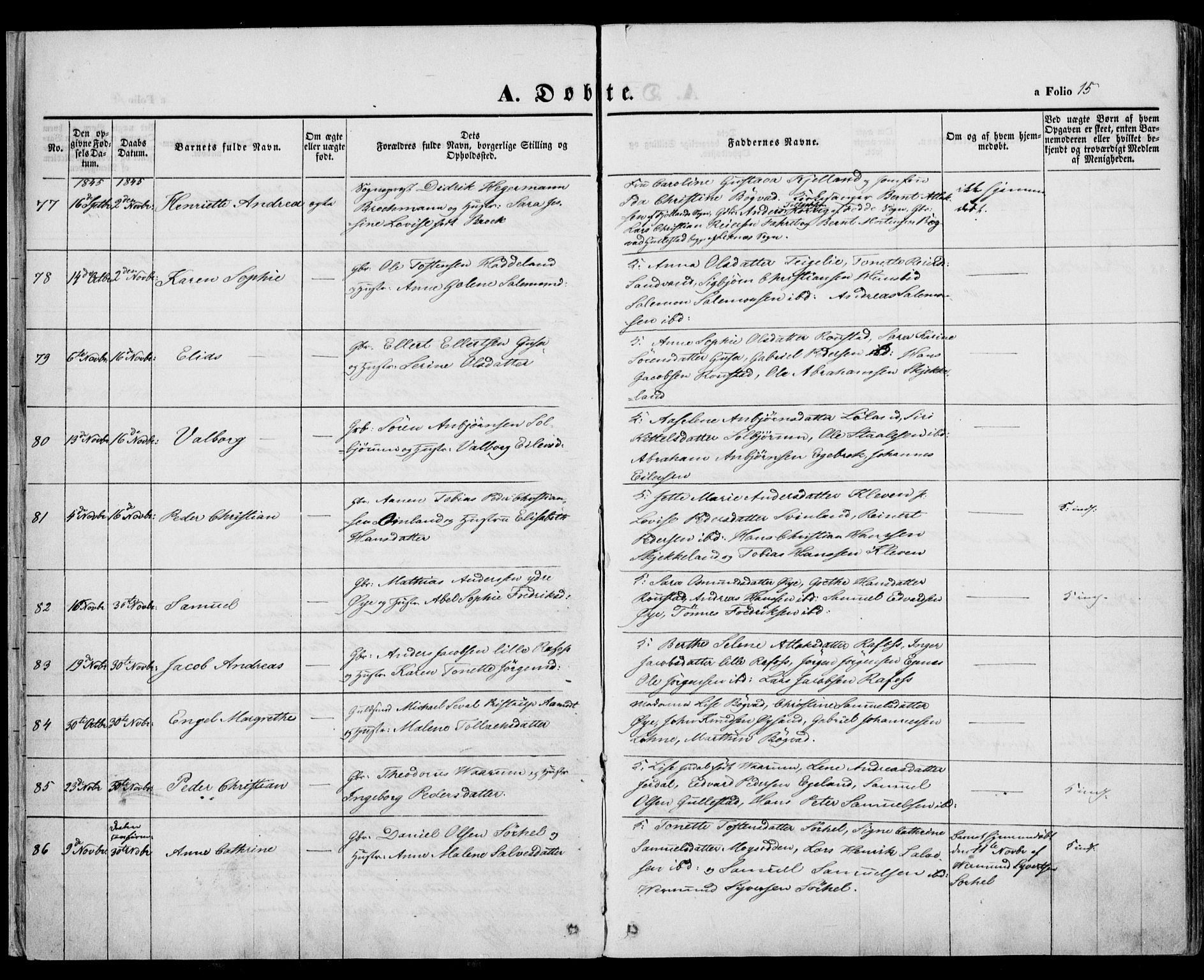 Kvinesdal sokneprestkontor, AV/SAK-1111-0026/F/Fa/Fab/L0005: Parish register (official) no. A 5, 1844-1857, p. 15