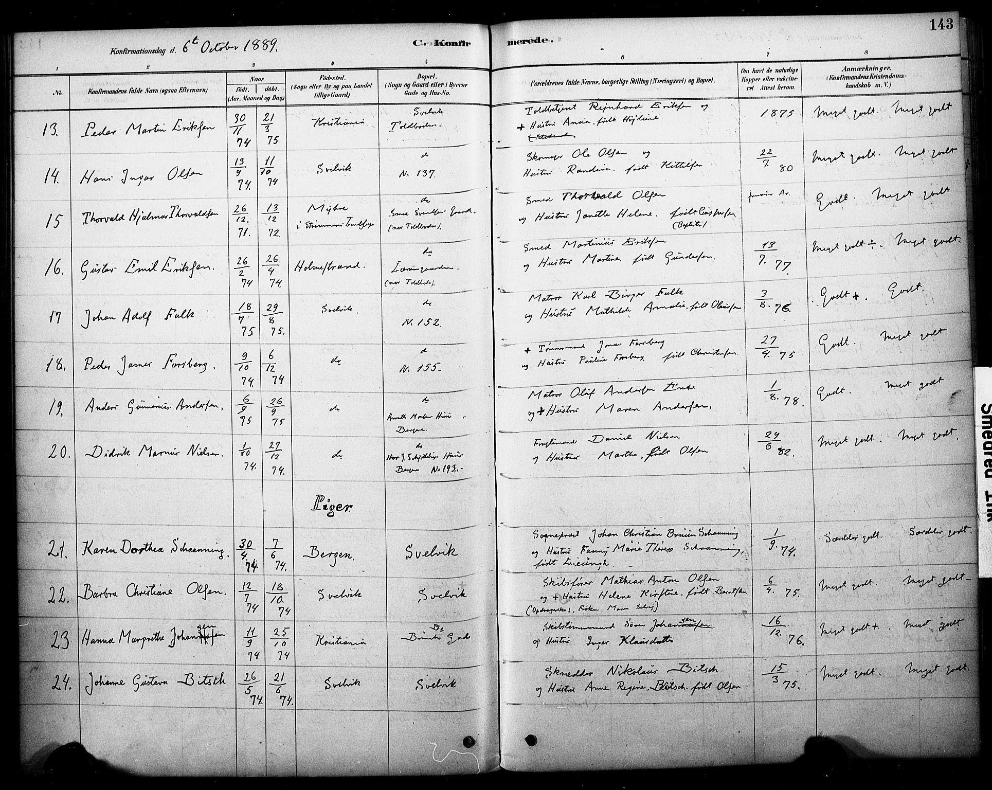 Strømm kirkebøker, SAKO/A-322/F/Fb/L0001: Parish register (official) no. II 1, 1878-1899, p. 143