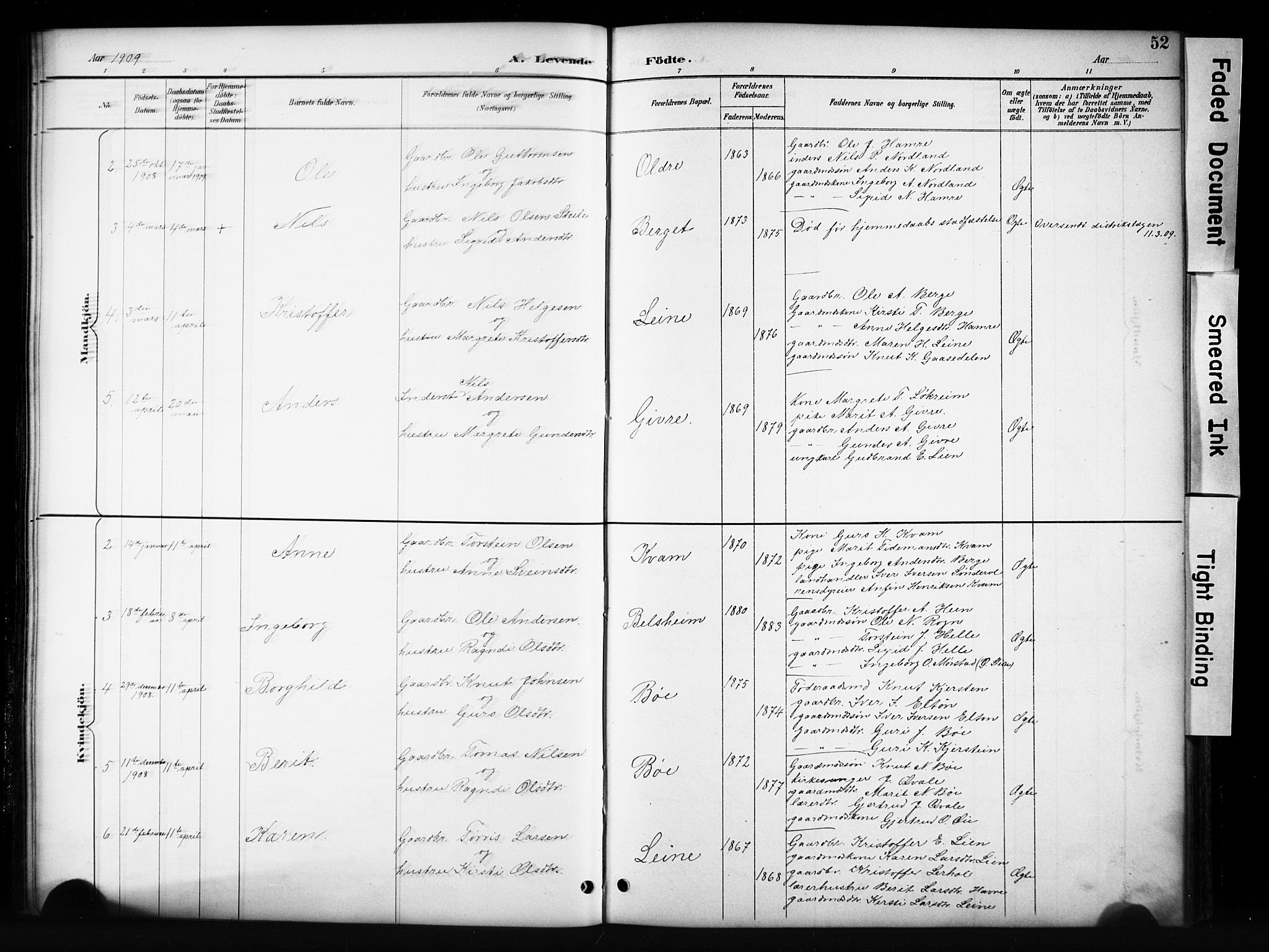 Vang prestekontor, Valdres, SAH/PREST-140/H/Hb/L0006: Parish register (copy) no. 6, 1893-1918, p. 52