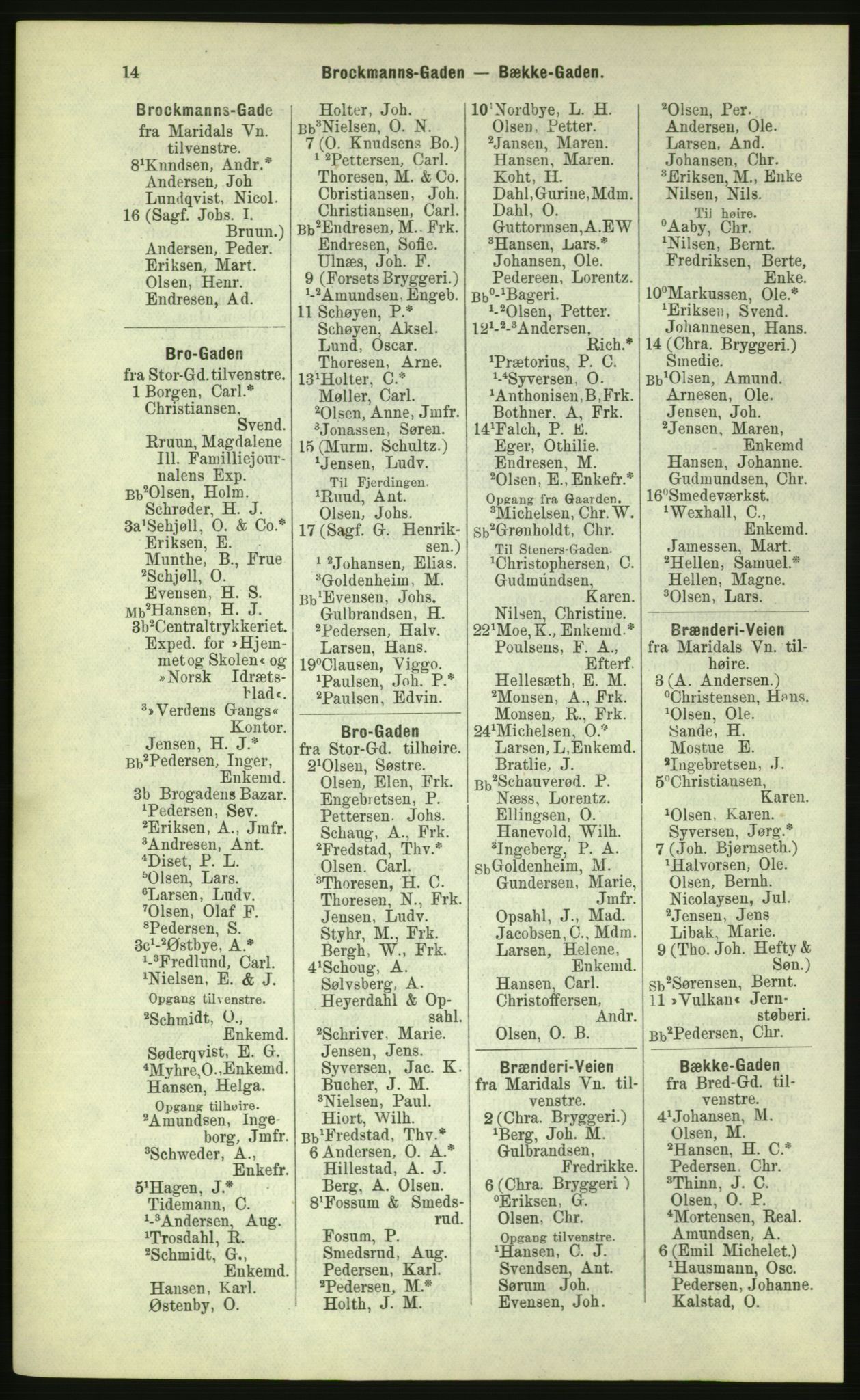 Kristiania/Oslo adressebok, PUBL/-, 1884, p. 14