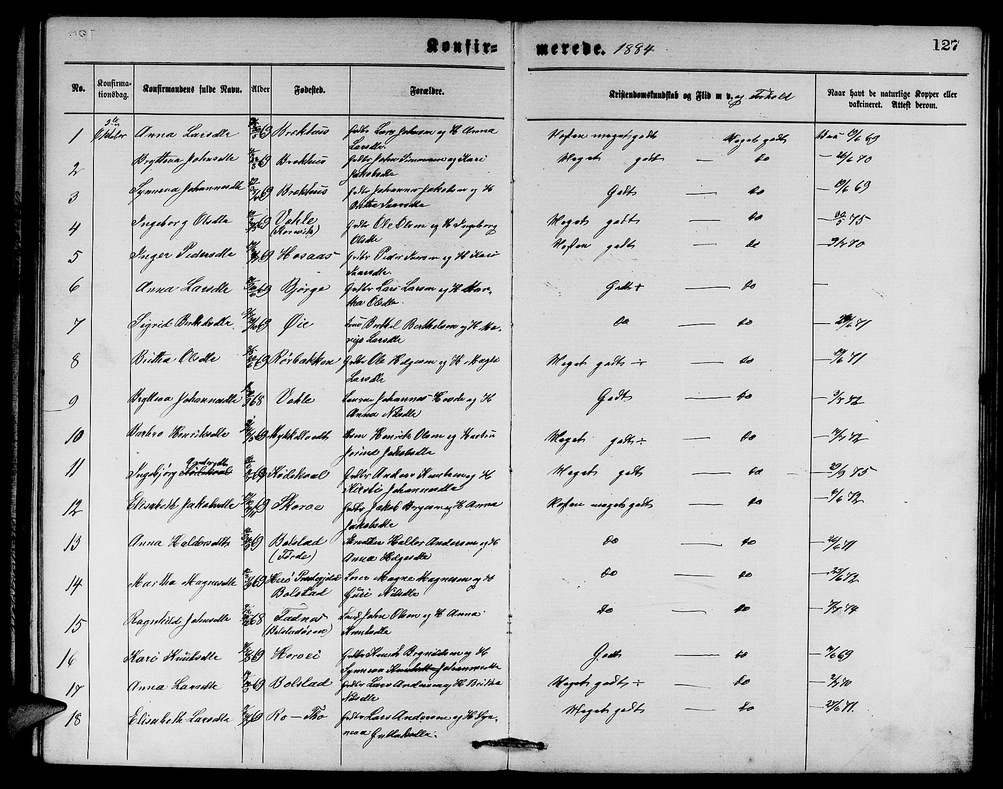 Evanger sokneprestembete, SAB/A-99924: Parish register (copy) no. A 3, 1875-1887, p. 127