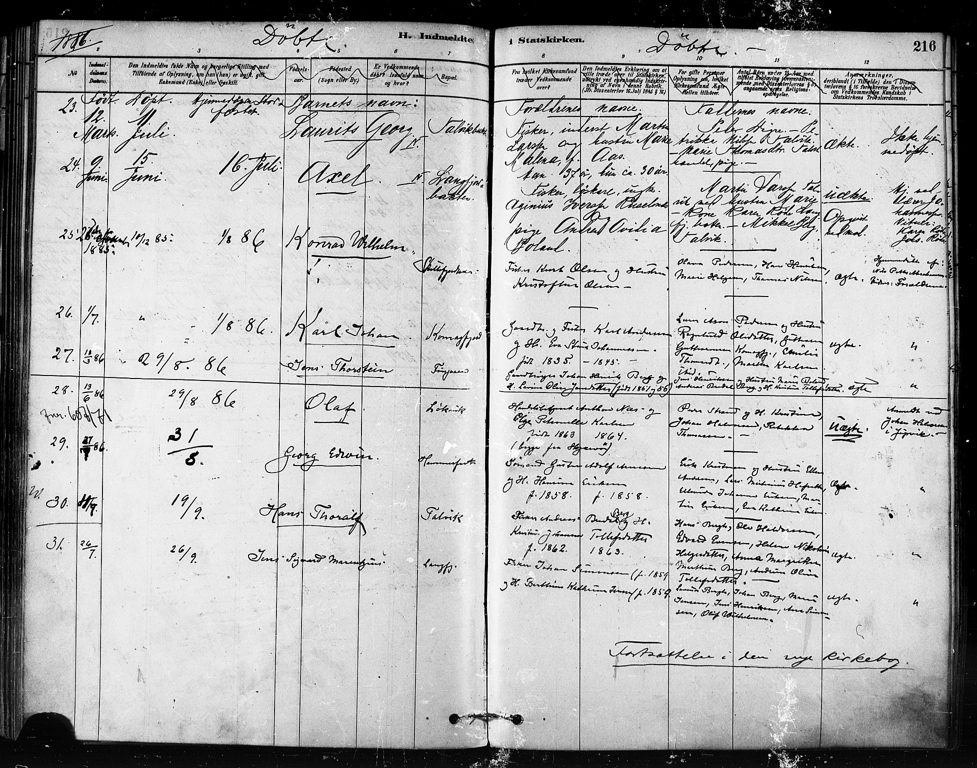 Talvik sokneprestkontor, SATØ/S-1337/H/Ha/L0012kirke: Parish register (official) no. 12, 1878-1886, p. 216