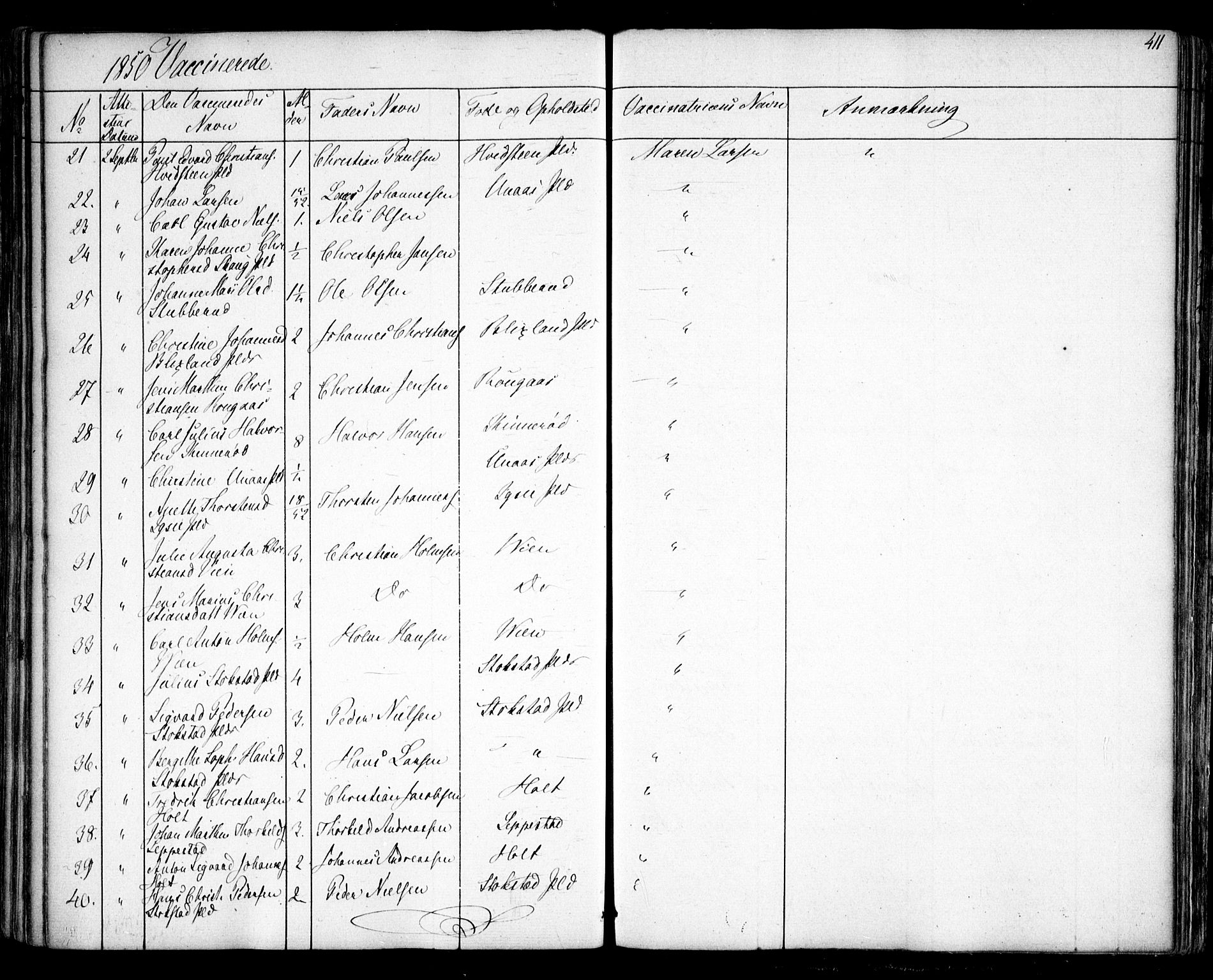 Hobøl prestekontor Kirkebøker, SAO/A-2002/F/Fa/L0003: Parish register (official) no. I 3, 1842-1864, p. 411