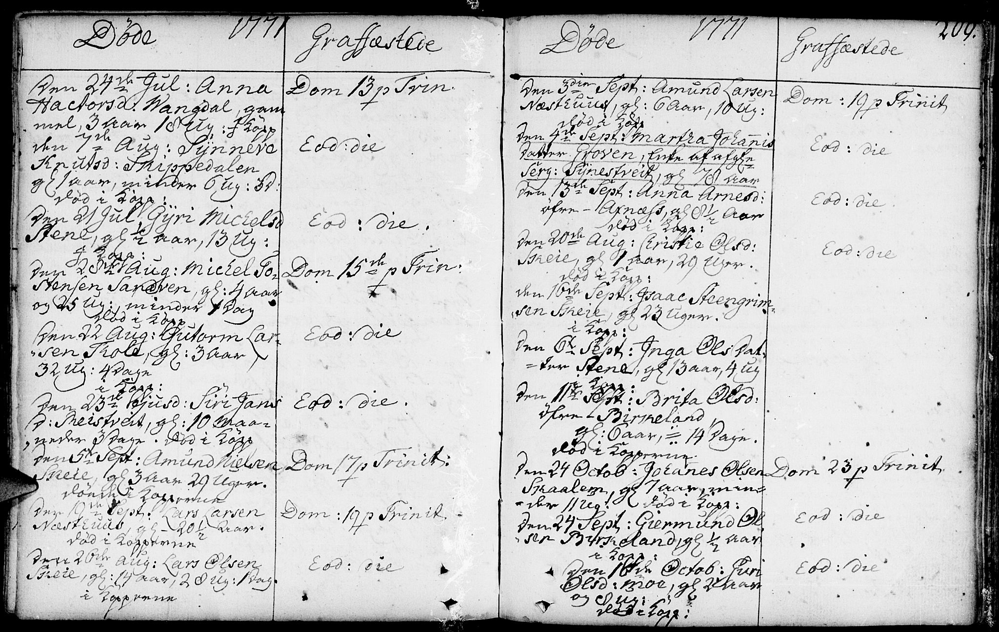 Kvam sokneprestembete, AV/SAB-A-76201/H/Haa: Parish register (official) no. A 3, 1743-1795, p. 209