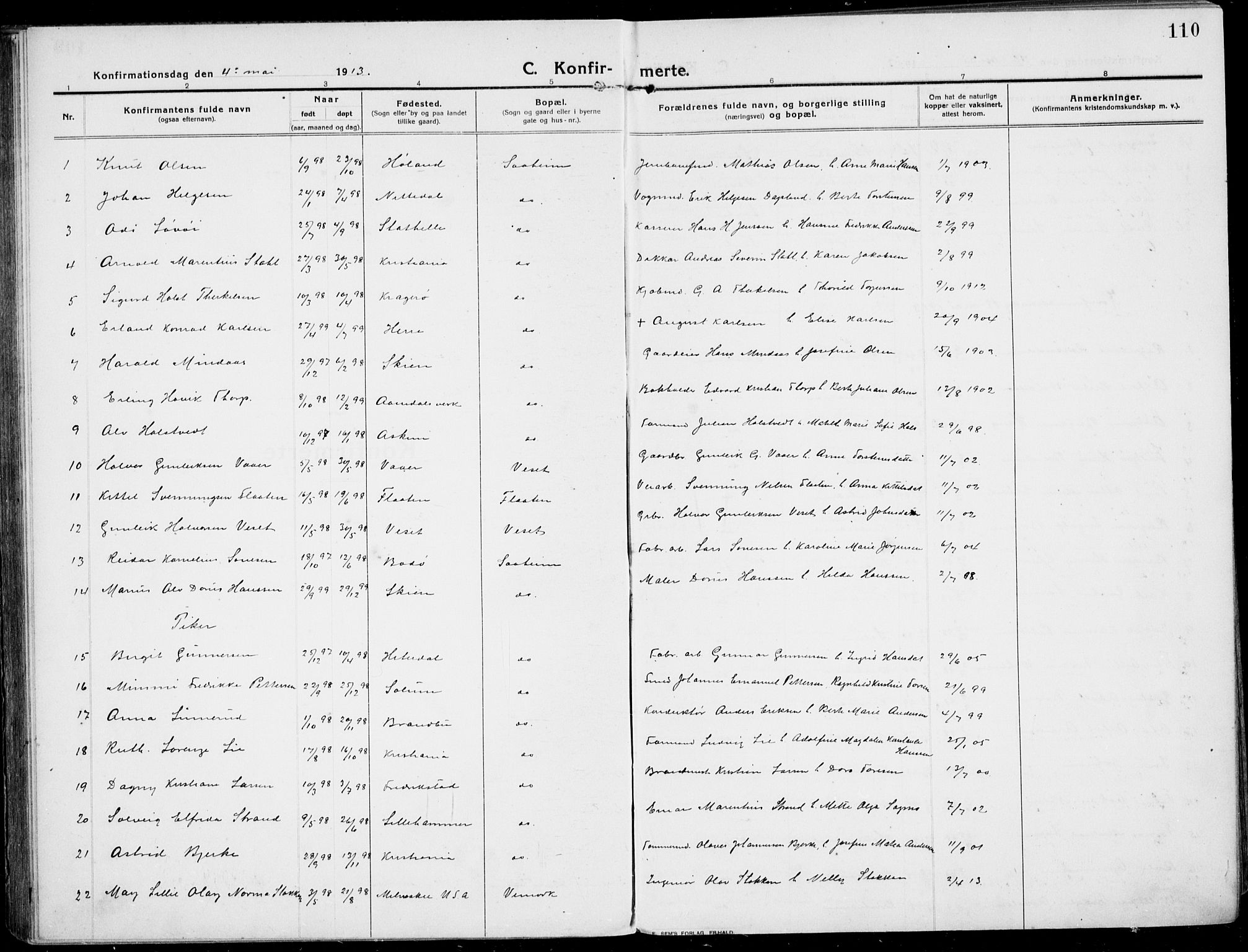 Rjukan kirkebøker, SAKO/A-294/F/Fa/L0002: Parish register (official) no. 2, 1912-1917, p. 110