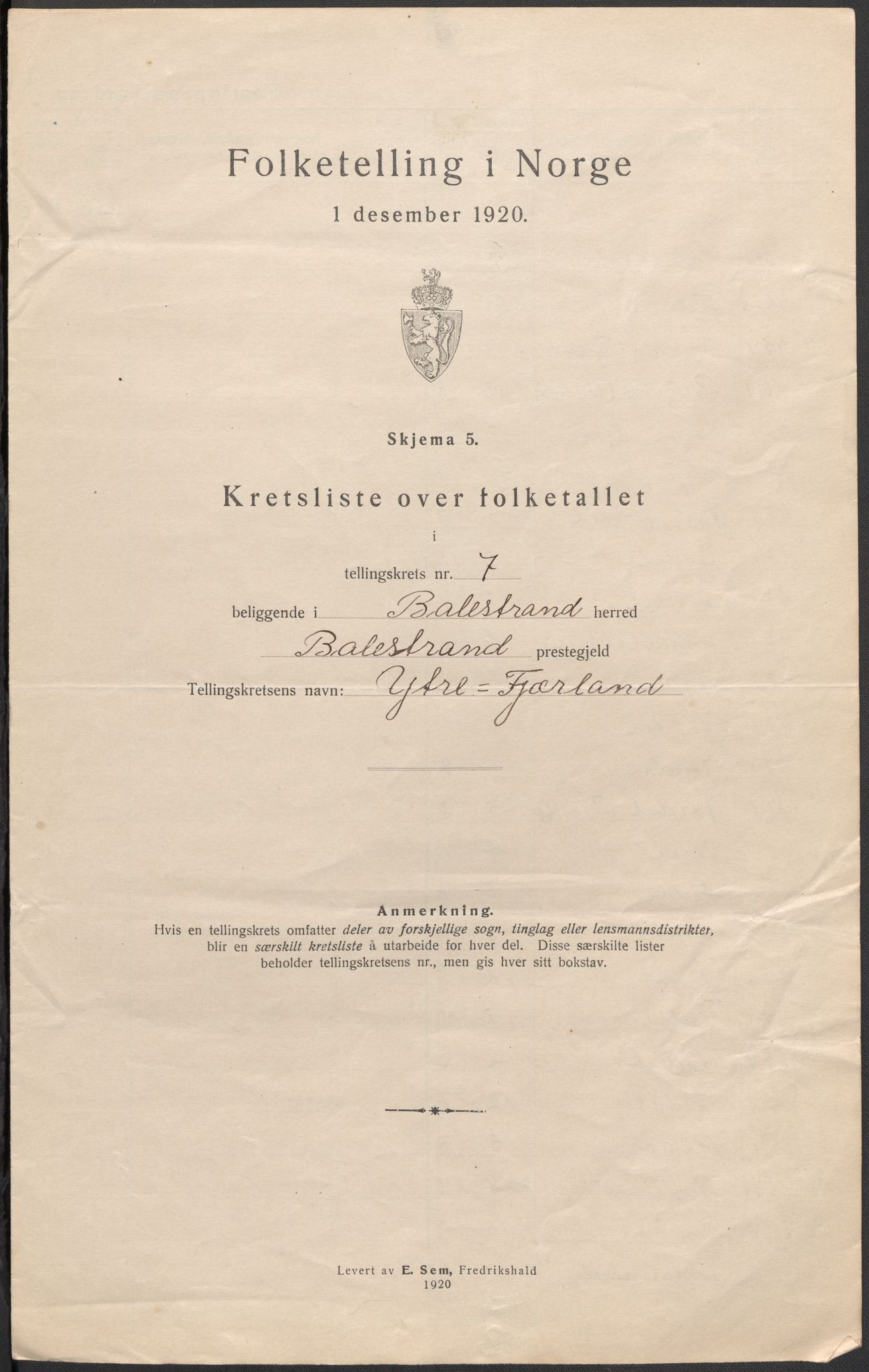 SAB, 1920 census for Balestrand, 1920, p. 25