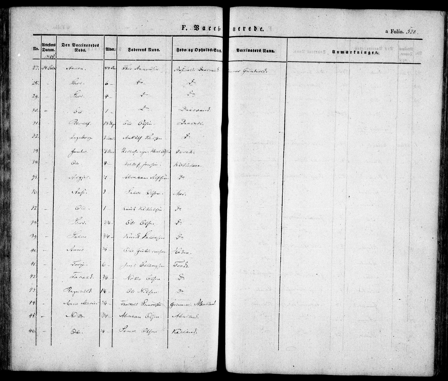 Evje sokneprestkontor, AV/SAK-1111-0008/F/Fa/Faa/L0005: Parish register (official) no. A 5, 1843-1865, p. 520