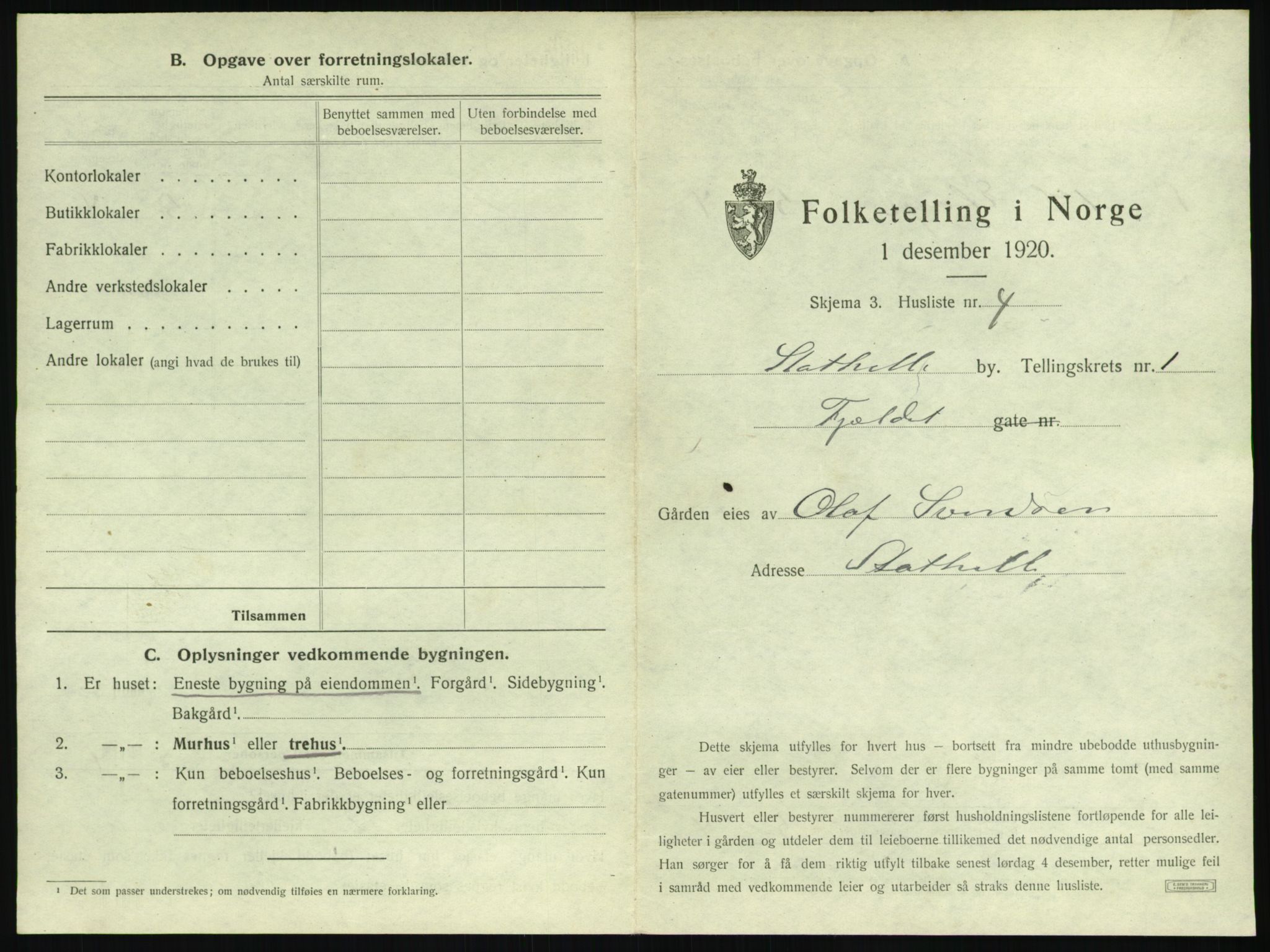 SAKO, 1920 census for Stathelle, 1920, p. 19