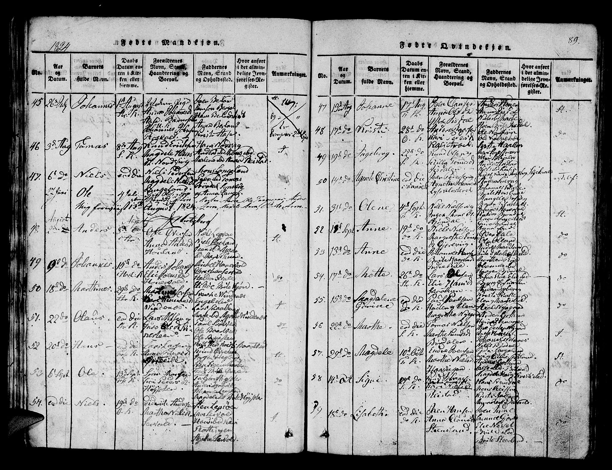Os sokneprestembete, SAB/A-99929: Parish register (official) no. A 12, 1816-1825, p. 89