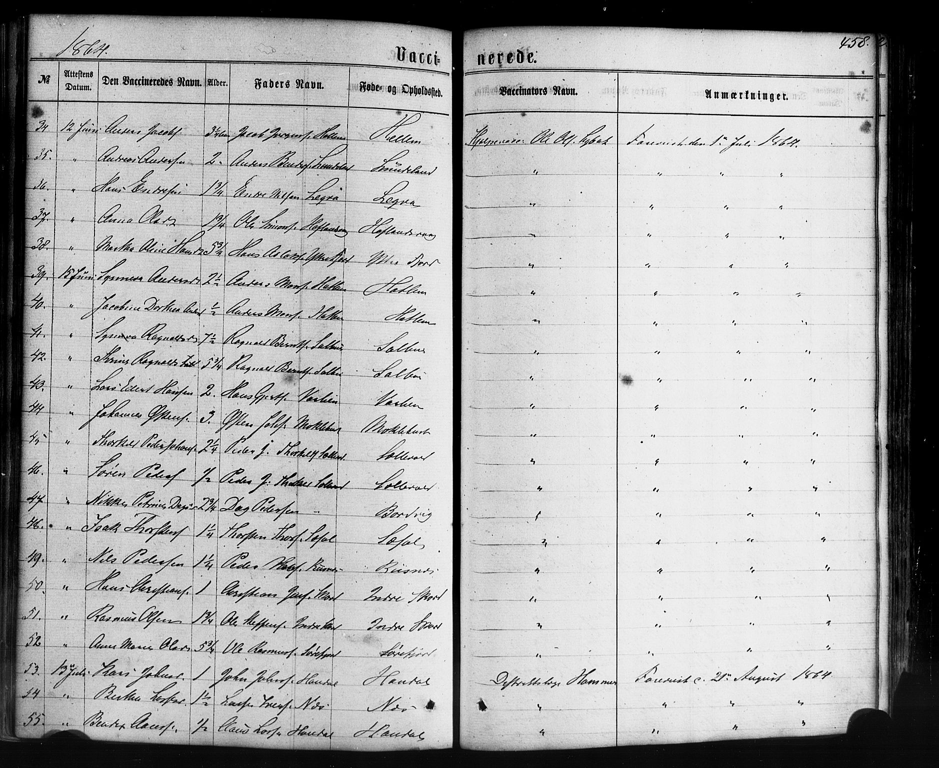 Hyllestad sokneprestembete, SAB/A-80401: Parish register (official) no. A 1, 1861-1886, p. 458