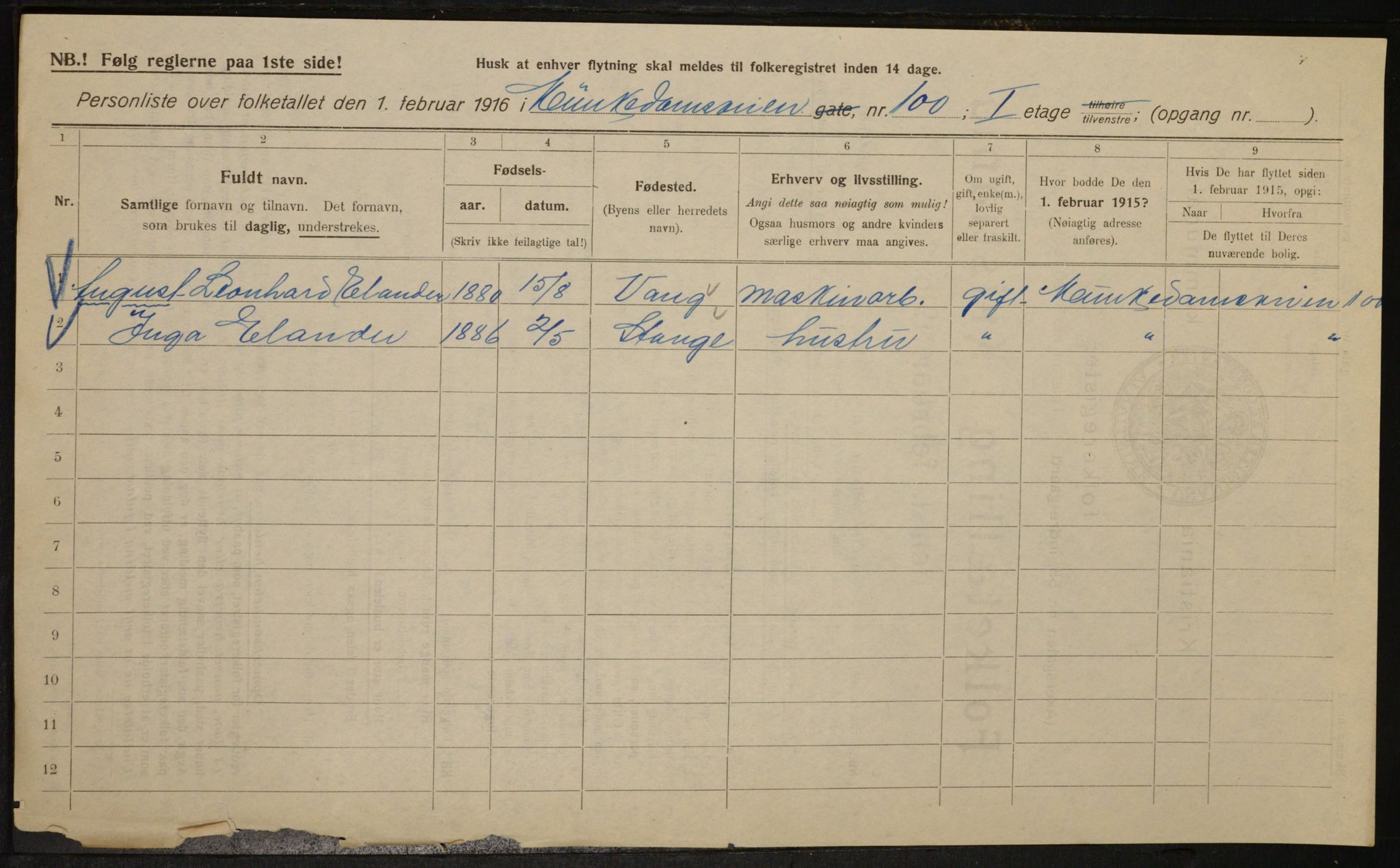 OBA, Municipal Census 1916 for Kristiania, 1916, p. 69624