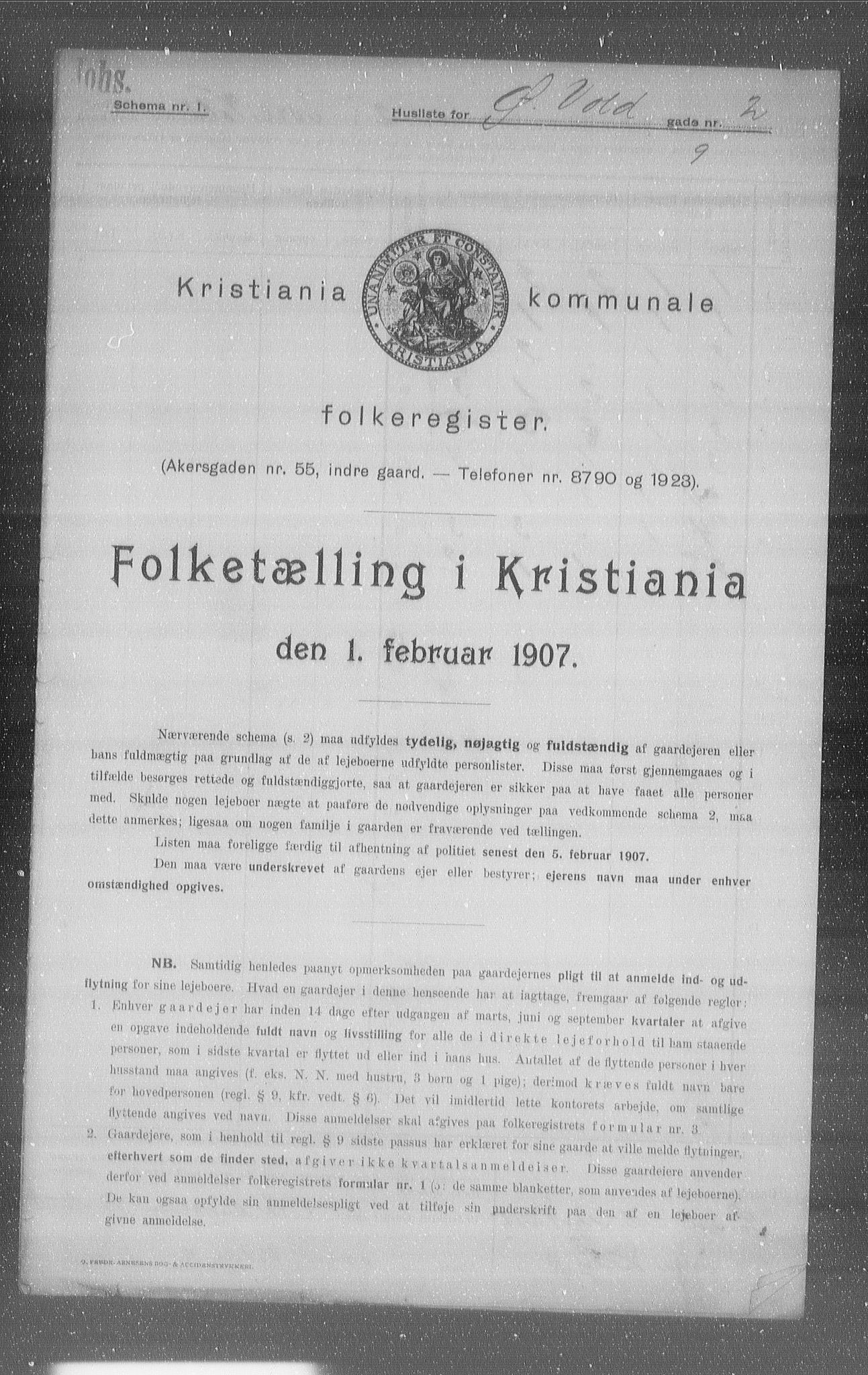 OBA, Municipal Census 1907 for Kristiania, 1907, p. 65986