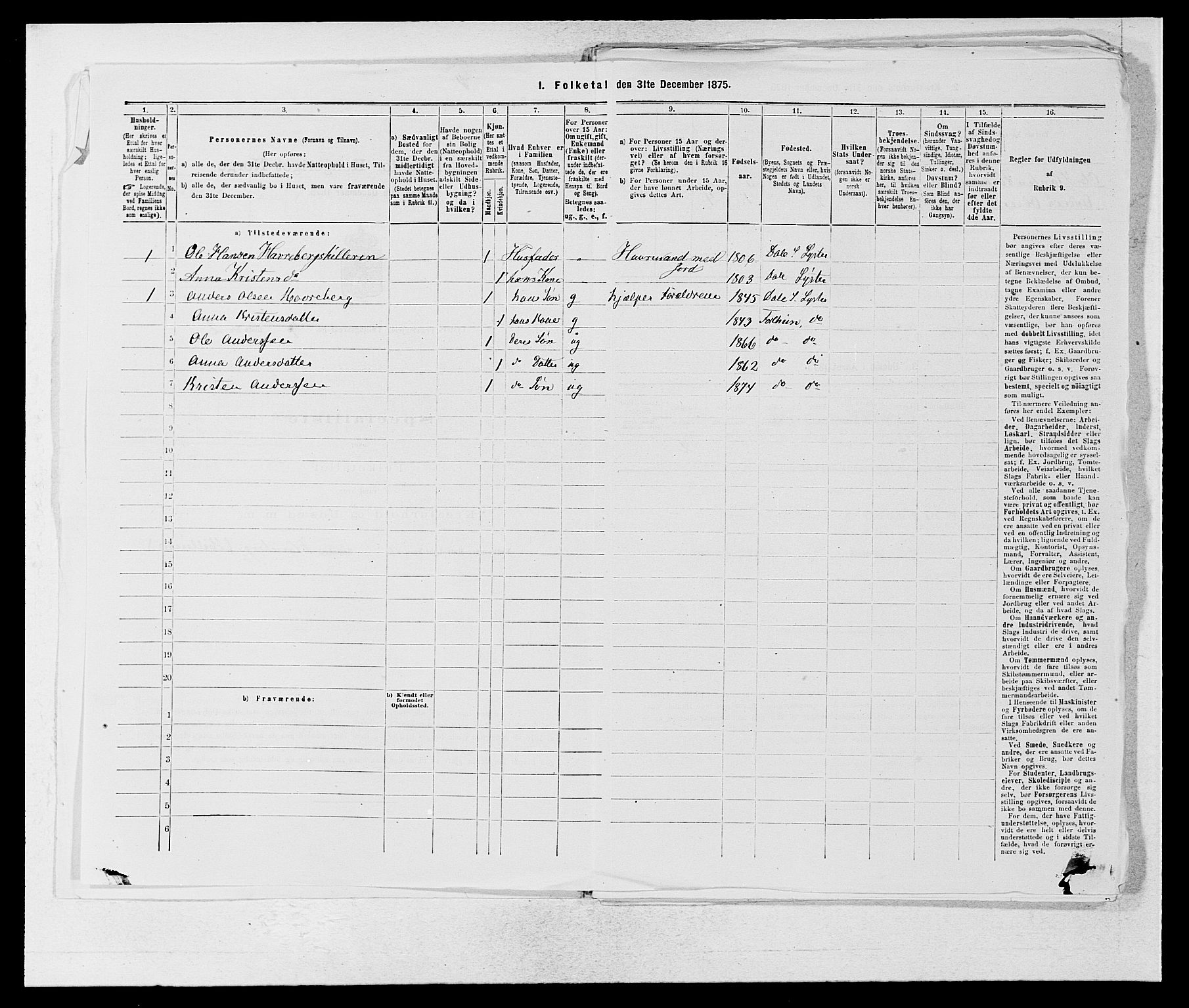 SAB, 1875 census for 1426P Luster, 1875, p. 703