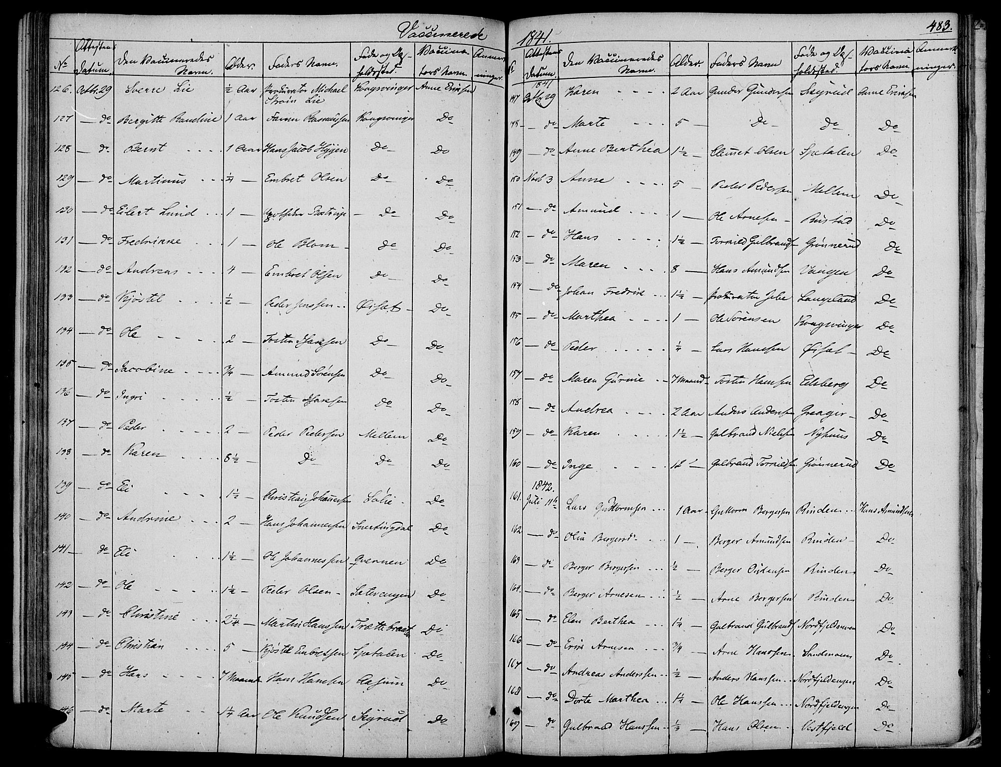 Vinger prestekontor, AV/SAH-PREST-024/H/Ha/Haa/L0008: Parish register (official) no. 8, 1839-1847, p. 483