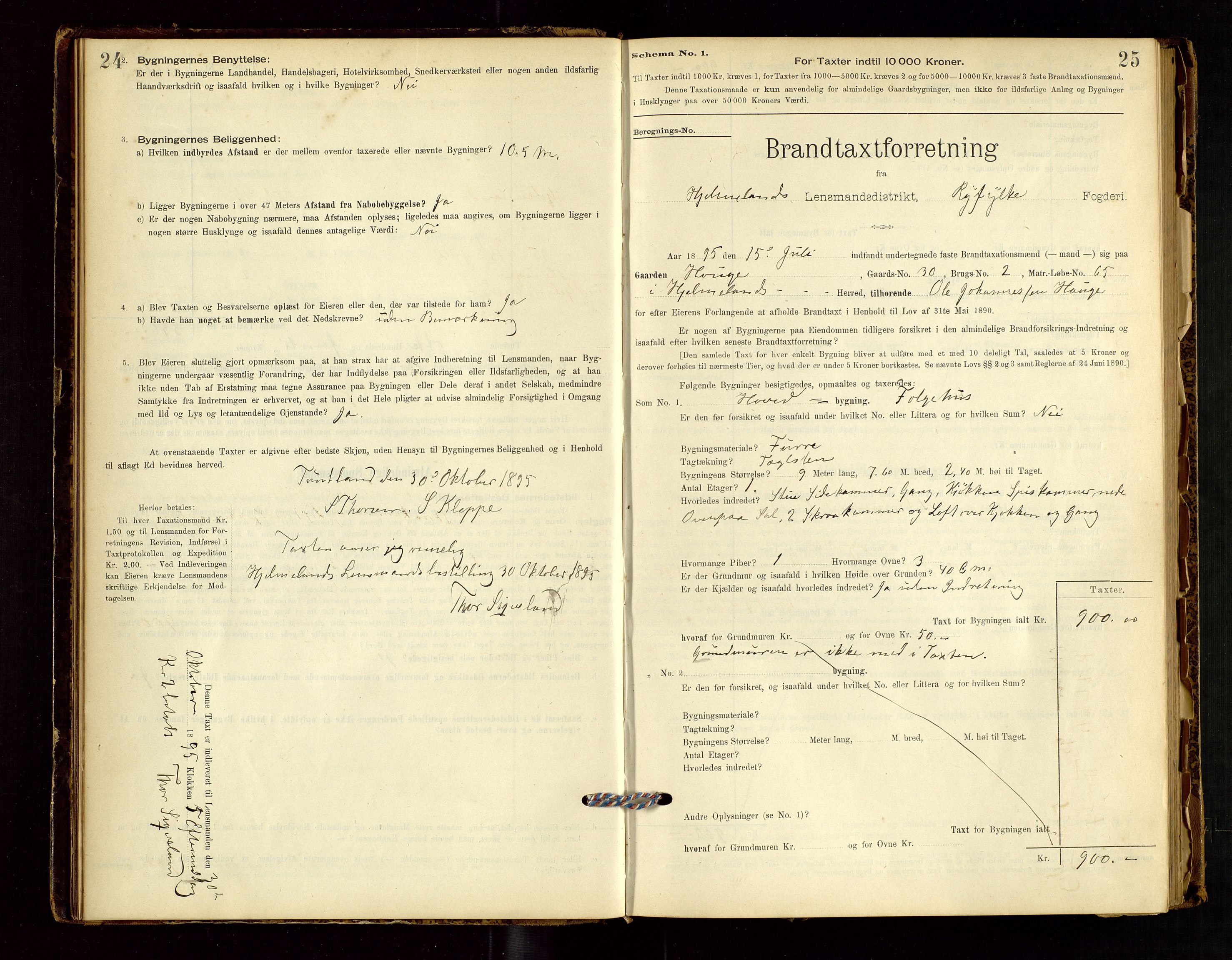 Hjelmeland lensmannskontor, AV/SAST-A-100439/Gob/L0001: "Brandtaxationsprotokol", 1895-1932, p. 24-25