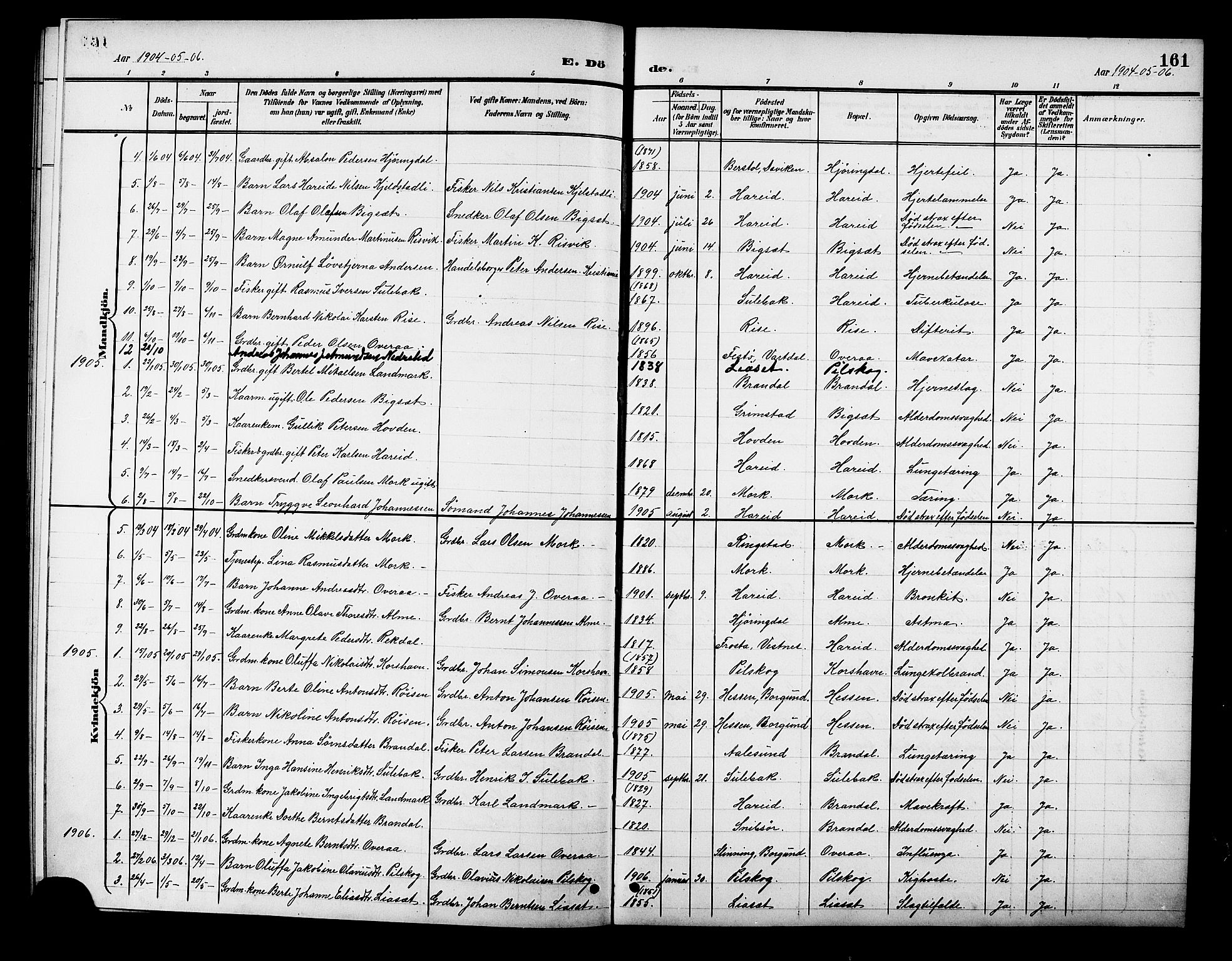Ministerialprotokoller, klokkerbøker og fødselsregistre - Møre og Romsdal, SAT/A-1454/510/L0126: Parish register (copy) no. 510C03, 1900-1922, p. 161