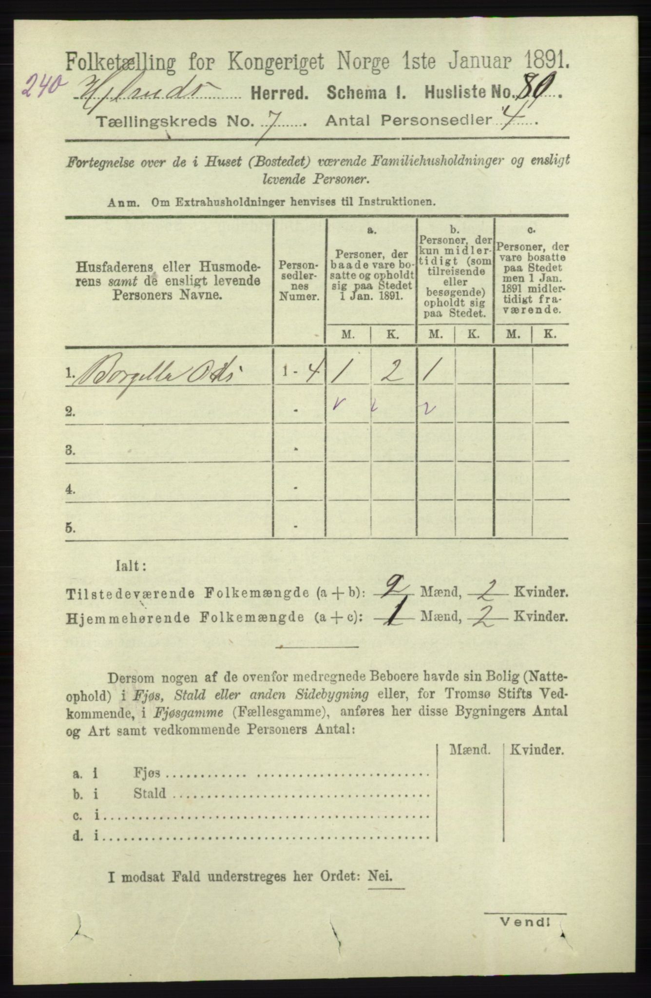 RA, 1891 census for 1133 Hjelmeland, 1891, p. 1943