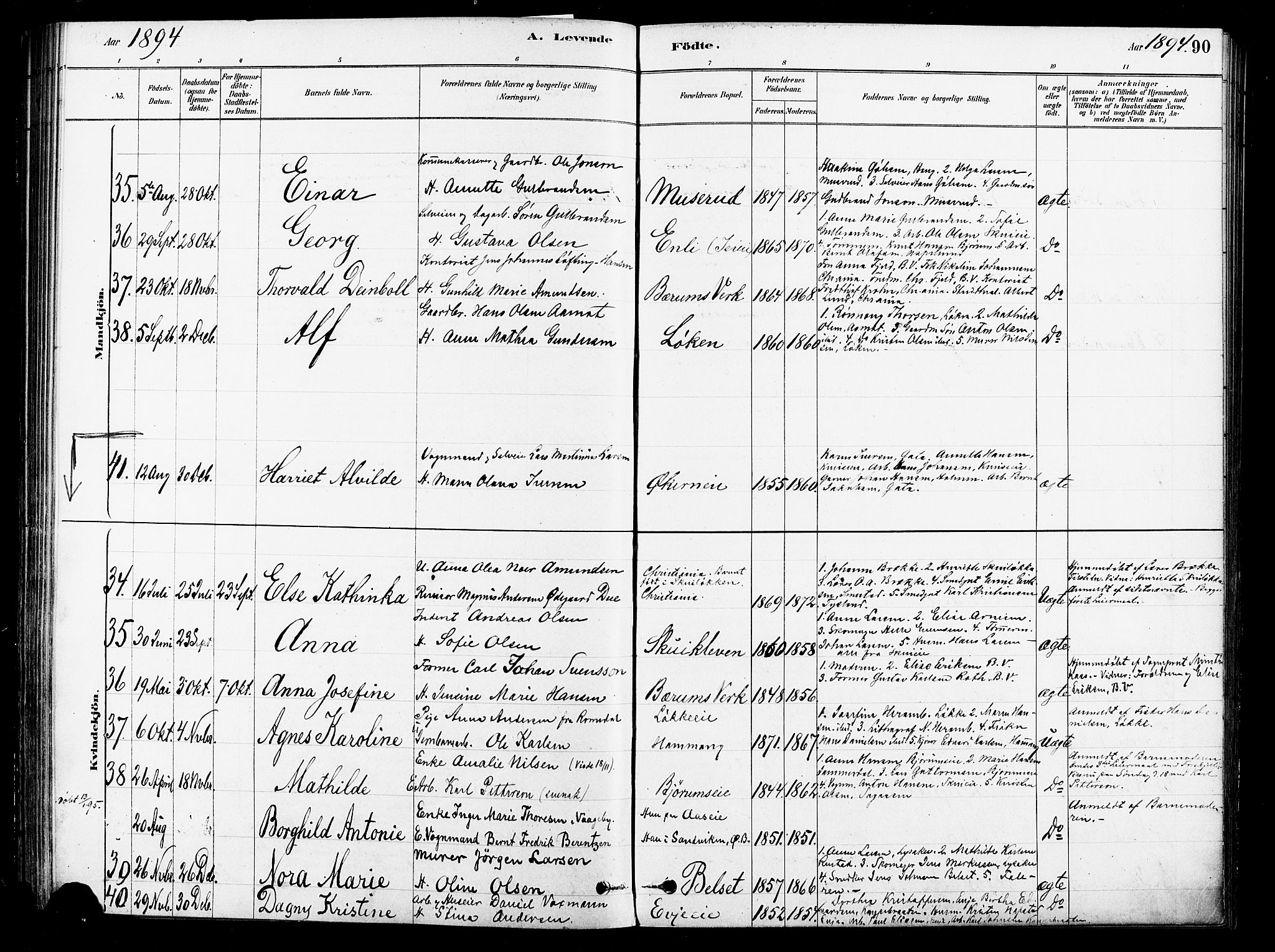 Asker prestekontor Kirkebøker, SAO/A-10256a/F/Fb/L0001: Parish register (official) no. II 1, 1879-1895, p. 90