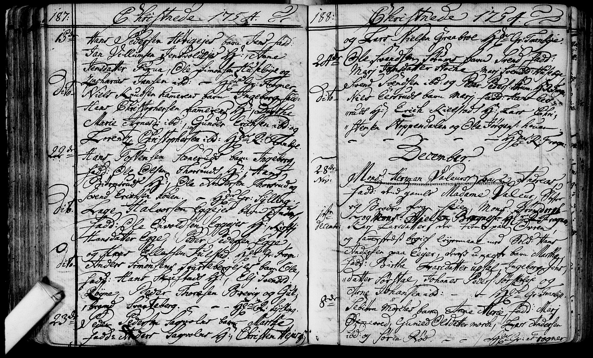 Lier kirkebøker, AV/SAKO-A-230/F/Fa/L0004: Parish register (official) no. I 4, 1749-1764, p. 187-188