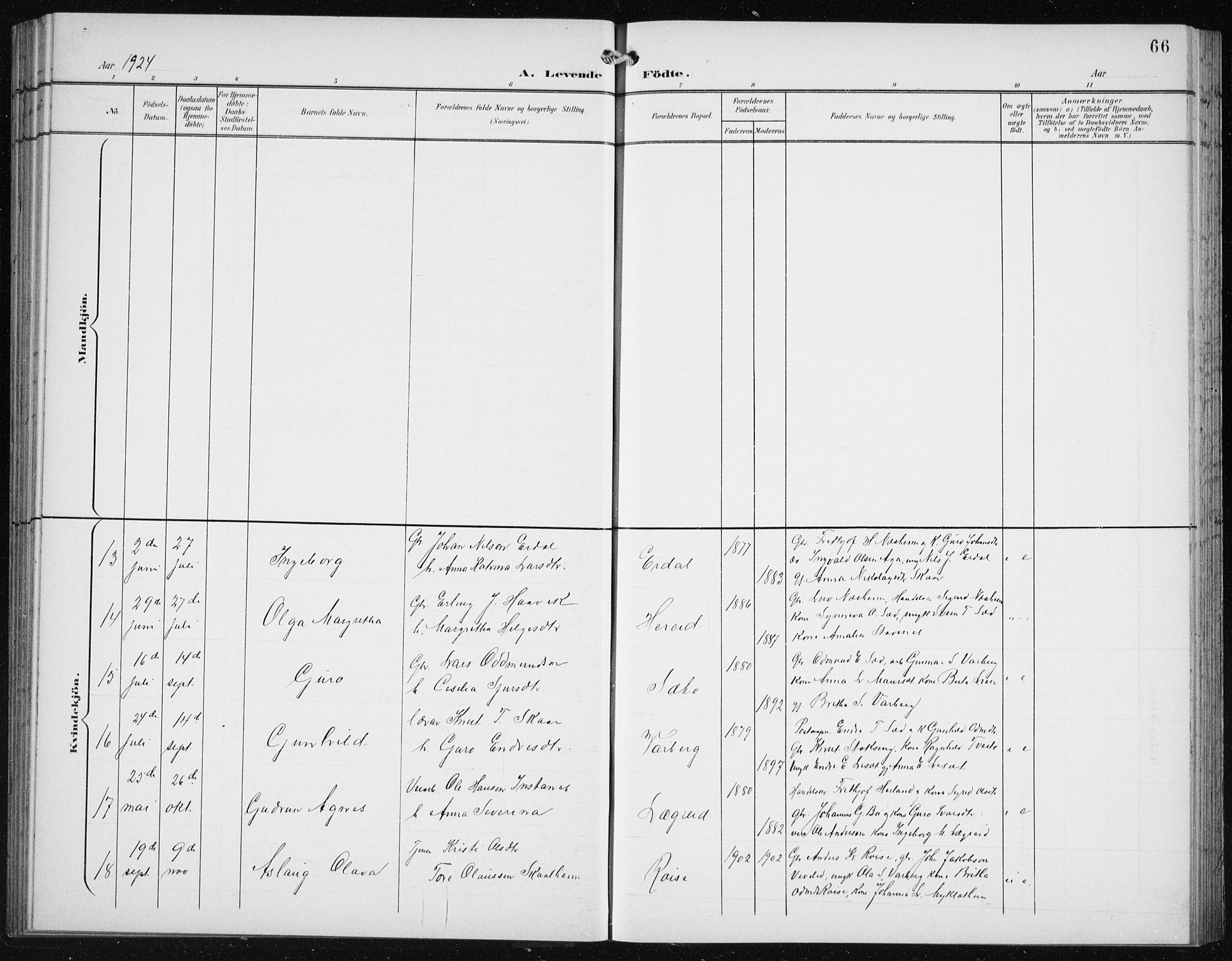 Ullensvang sokneprestembete, AV/SAB-A-78701/H/Hab: Parish register (copy) no. C  3, 1899-1932, p. 66
