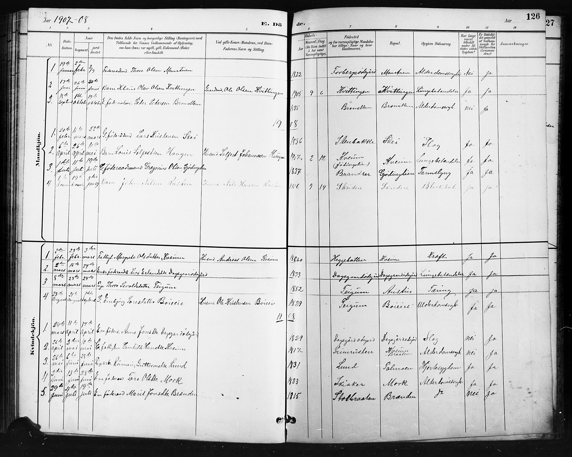 Skjåk prestekontor, SAH/PREST-072/H/Ha/Hab/L0004: Parish register (copy) no. 4, 1895-1921, p. 126