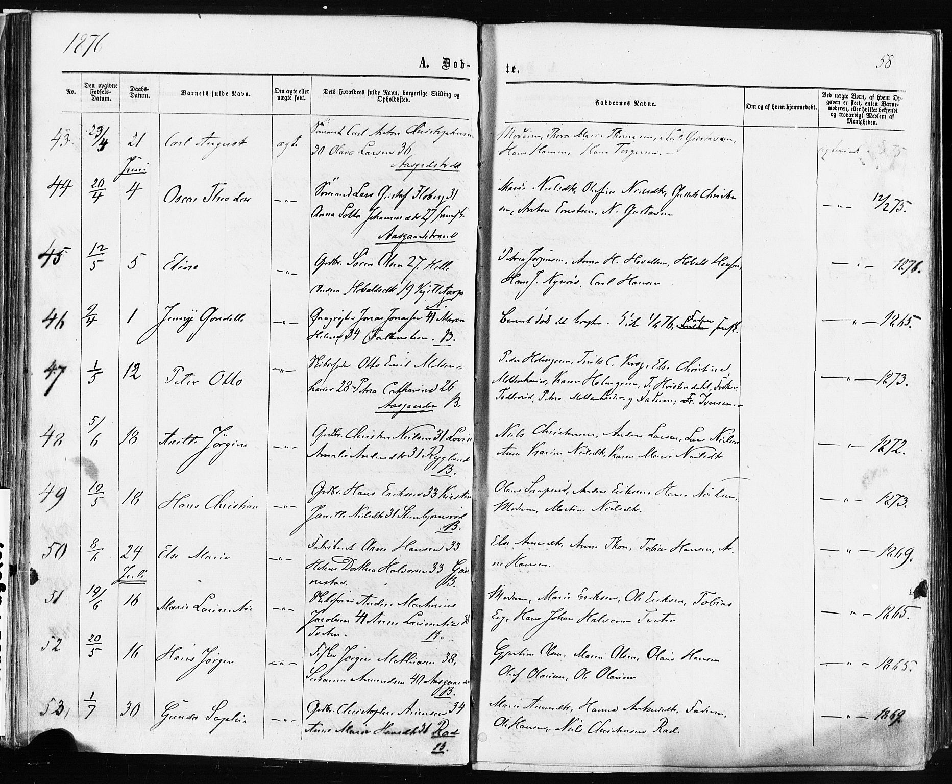 Borre kirkebøker, AV/SAKO-A-338/F/Fa/L0008: Parish register (official) no. I 8, 1868-1877, p. 58