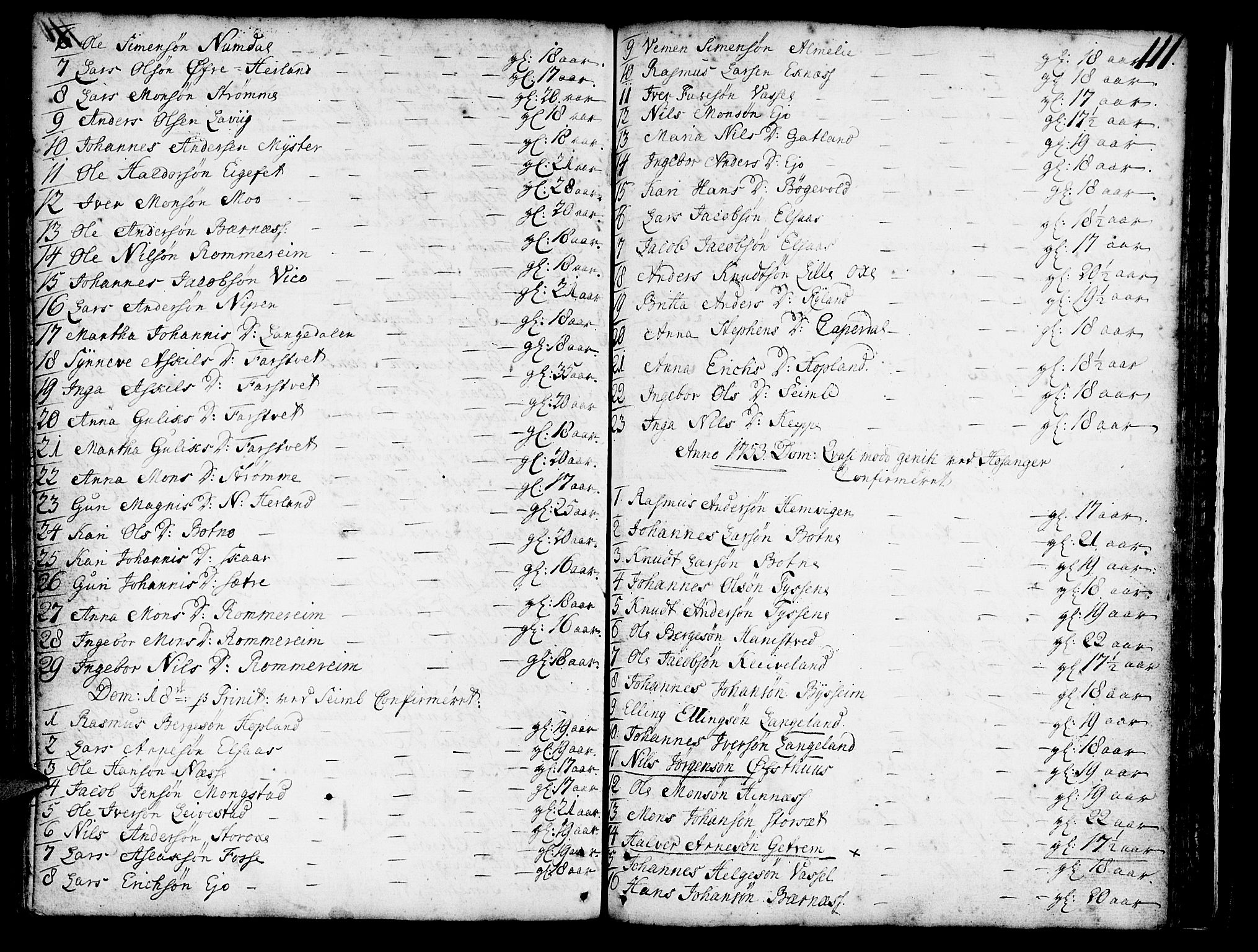 Hosanger sokneprestembete, AV/SAB-A-75801/H/Haa: Parish register (official) no. A 1 /1, 1750-1766, p. 111