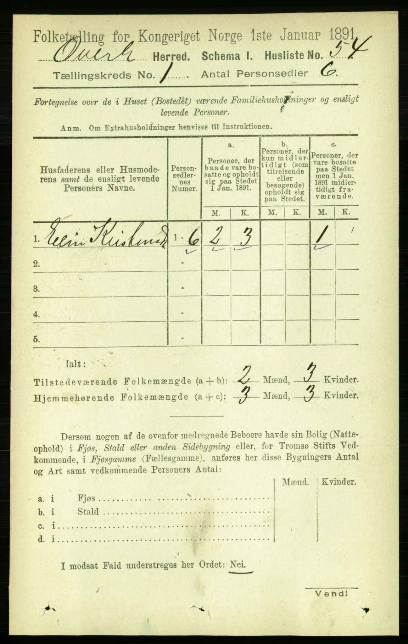 RA, 1891 census for 1744 Overhalla, 1891, p. 78
