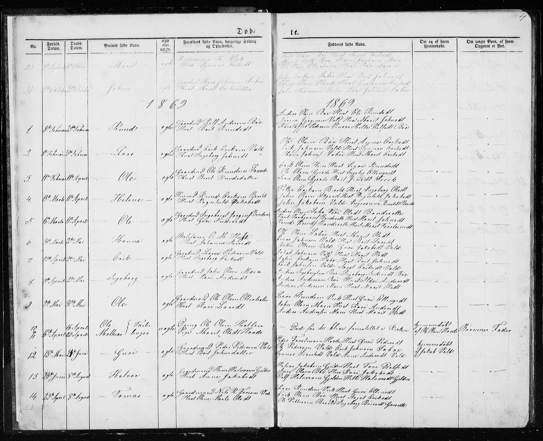 Ministerialprotokoller, klokkerbøker og fødselsregistre - Møre og Romsdal, SAT/A-1454/543/L0564: Parish register (copy) no. 543C02, 1867-1915, p. 4