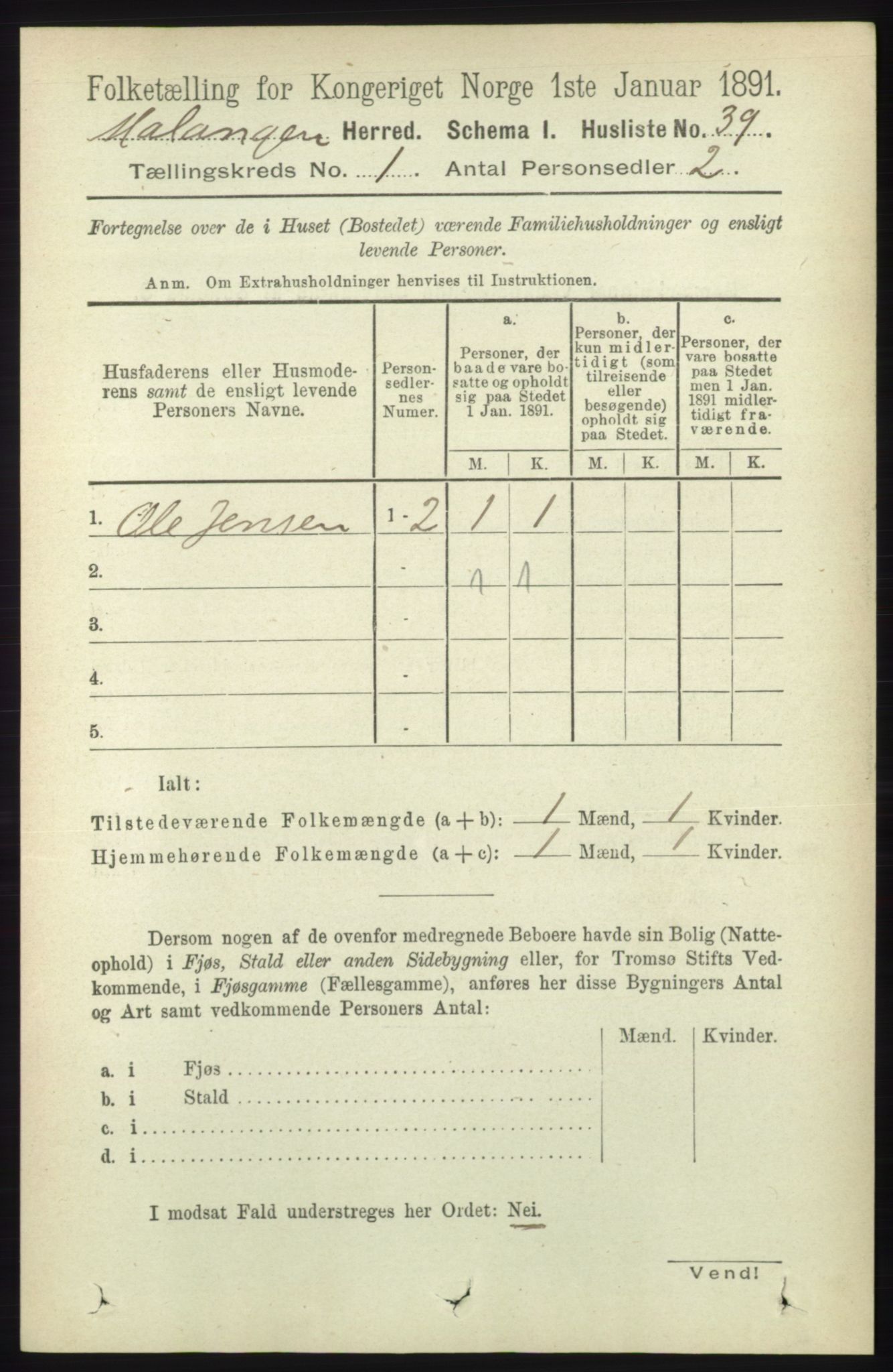 RA, 1891 census for 1932 Malangen, 1891, p. 54