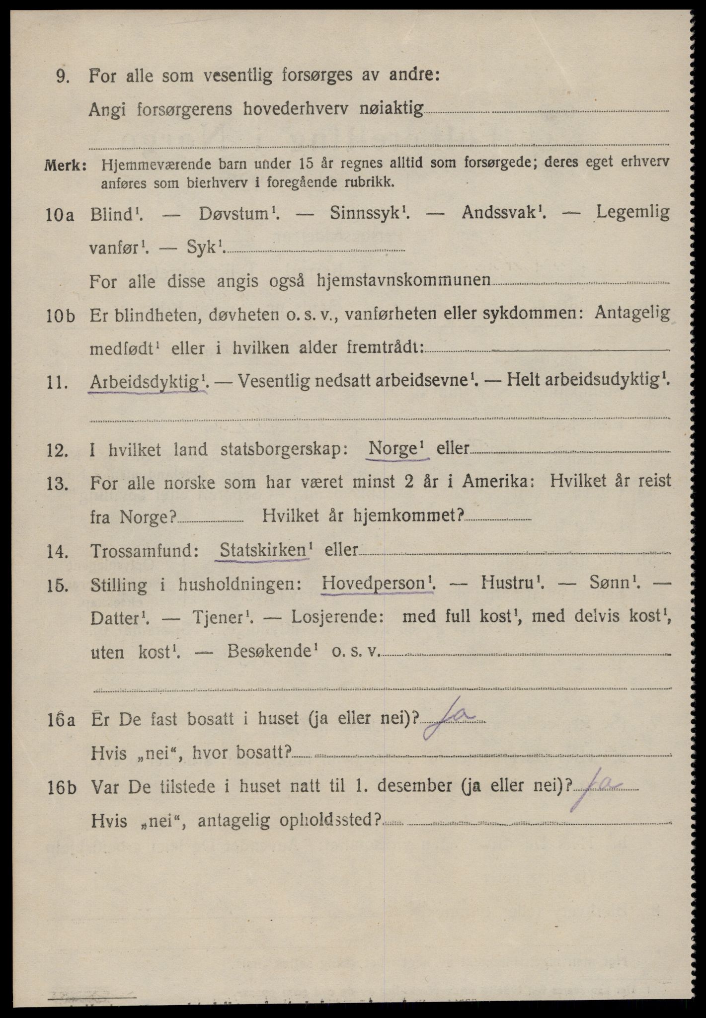 SAT, 1920 census for Volda, 1920, p. 12075