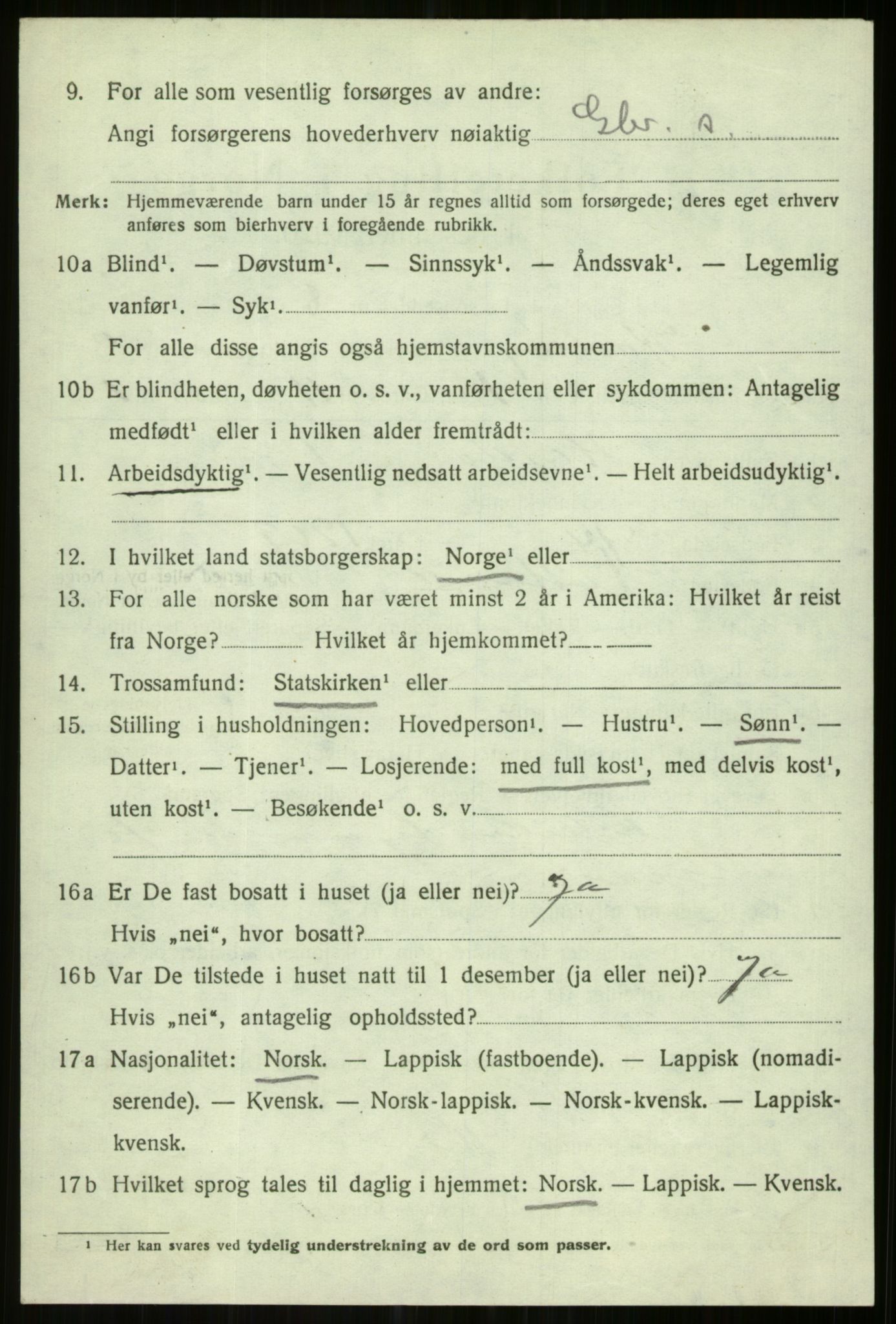 SATØ, 1920 census for Karlsøy, 1920, p. 1765