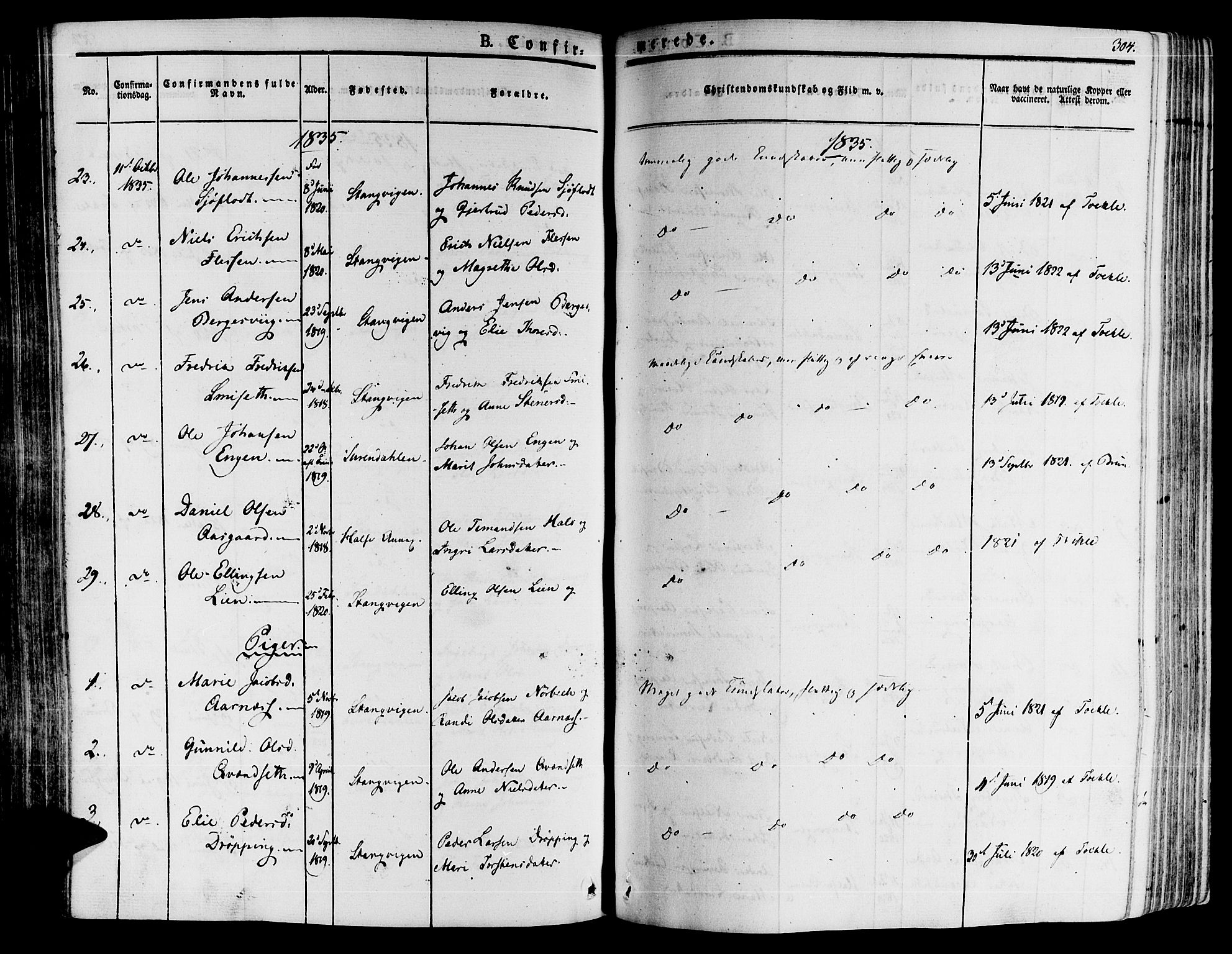 Ministerialprotokoller, klokkerbøker og fødselsregistre - Møre og Romsdal, SAT/A-1454/592/L1024: Parish register (official) no. 592A03 /1, 1831-1849, p. 304