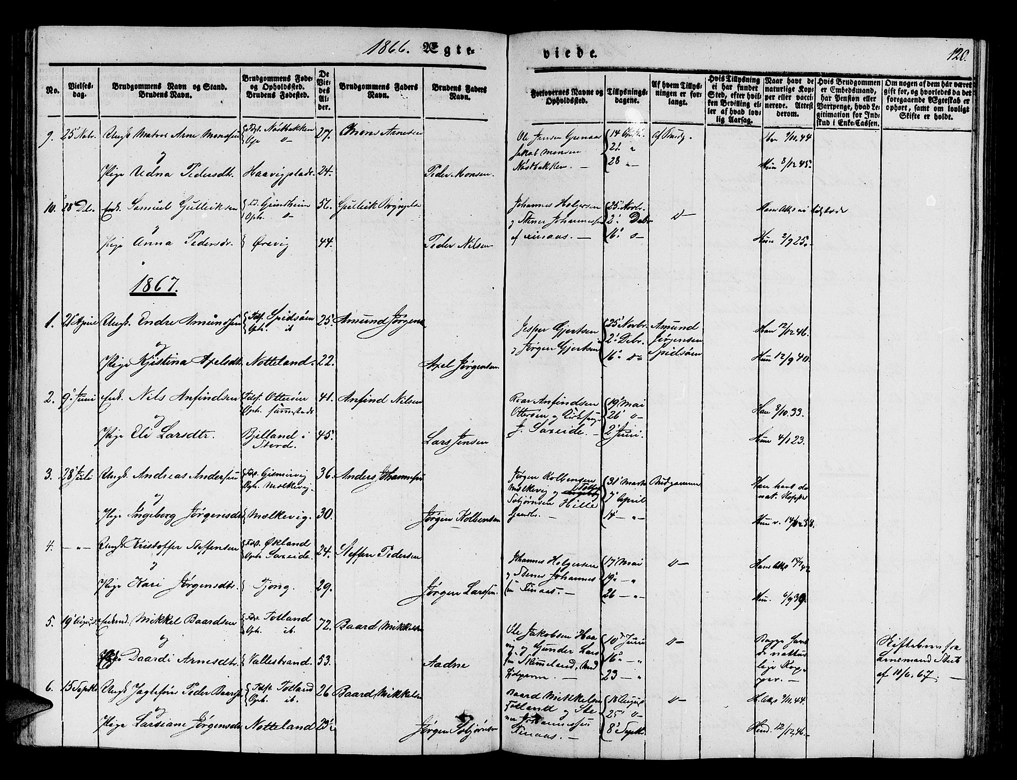 Finnås sokneprestembete, SAB/A-99925/H/Ha/Hab/Haba/L0001: Parish register (copy) no. A 1, 1851-1873, p. 120