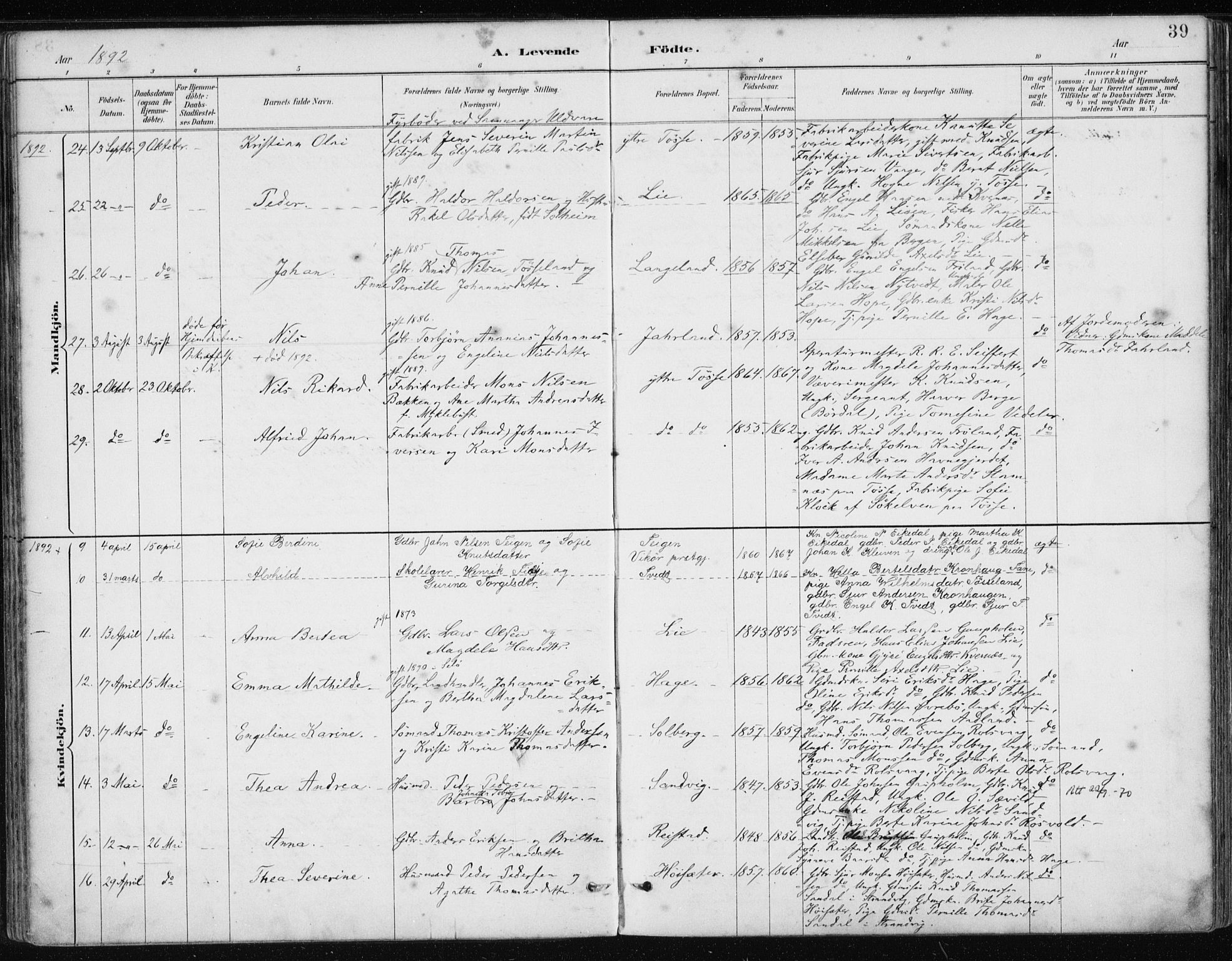 Samnanger Sokneprestembete, AV/SAB-A-77501/H/Haa: Parish register (official) no. A 1, 1885-1901, p. 39