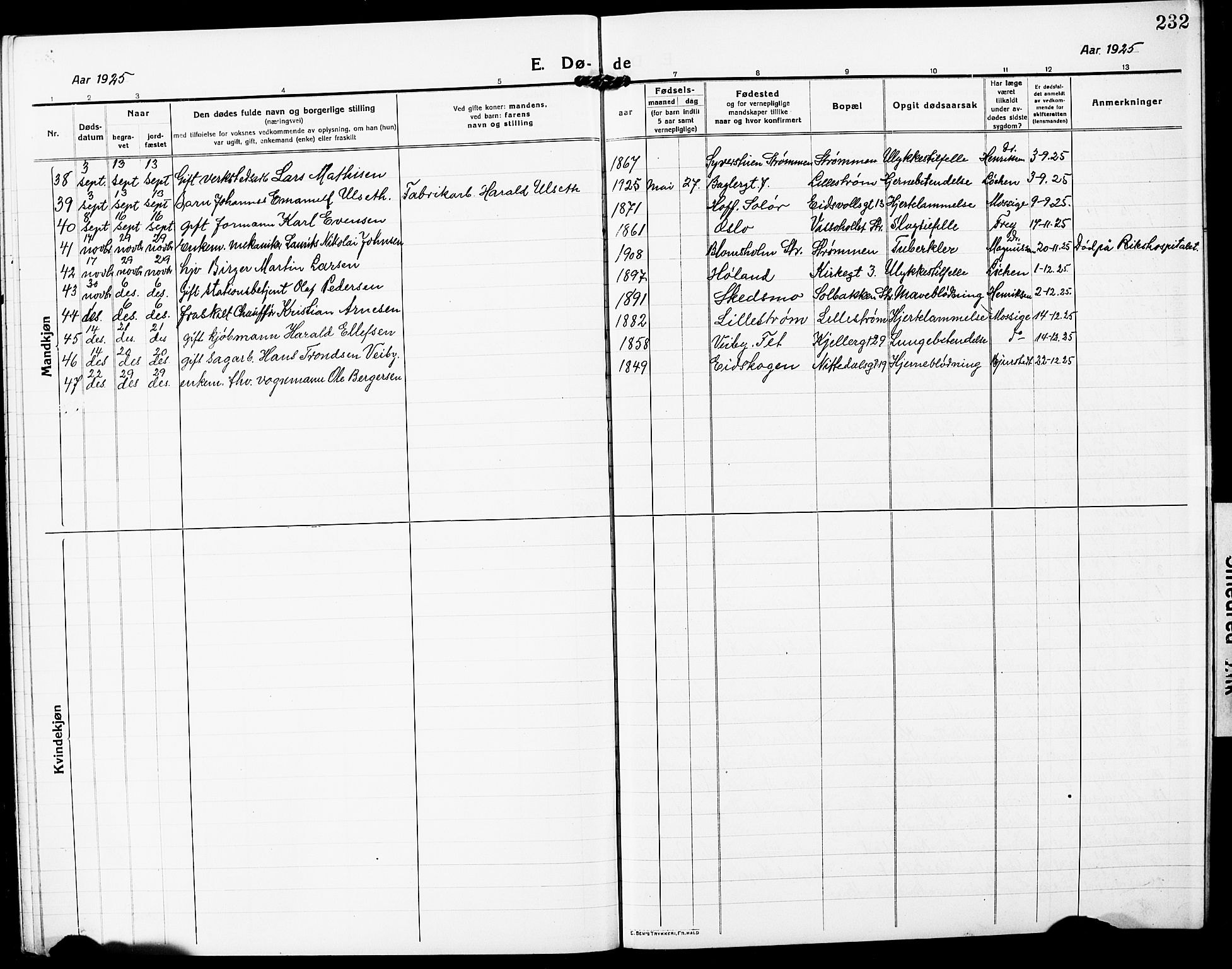 Skedsmo prestekontor Kirkebøker, SAO/A-10033a/G/Gc/L0002: Parish register (copy) no. III 2, 1917-1931, p. 232
