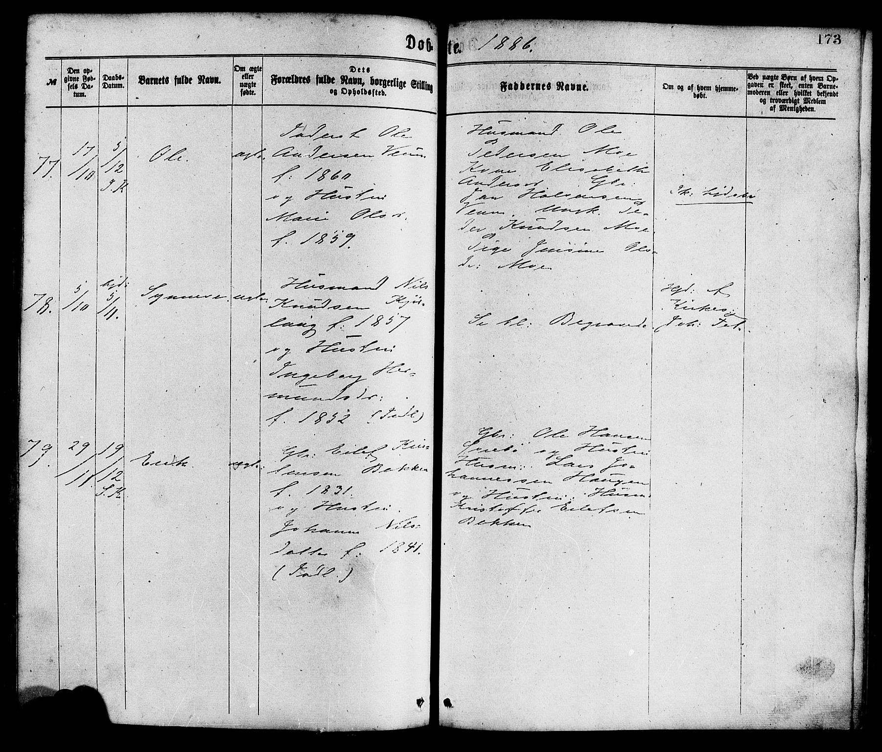 Hafslo sokneprestembete, AV/SAB-A-80301/H/Haa/Haaa/L0011: Parish register (official) no. A 11, 1873-1886, p. 173