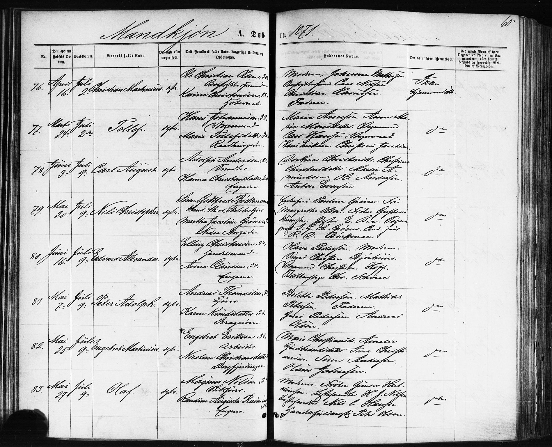 Bragernes kirkebøker, AV/SAKO-A-6/F/Fb/L0004: Parish register (official) no. II 4, 1869-1875, p. 60