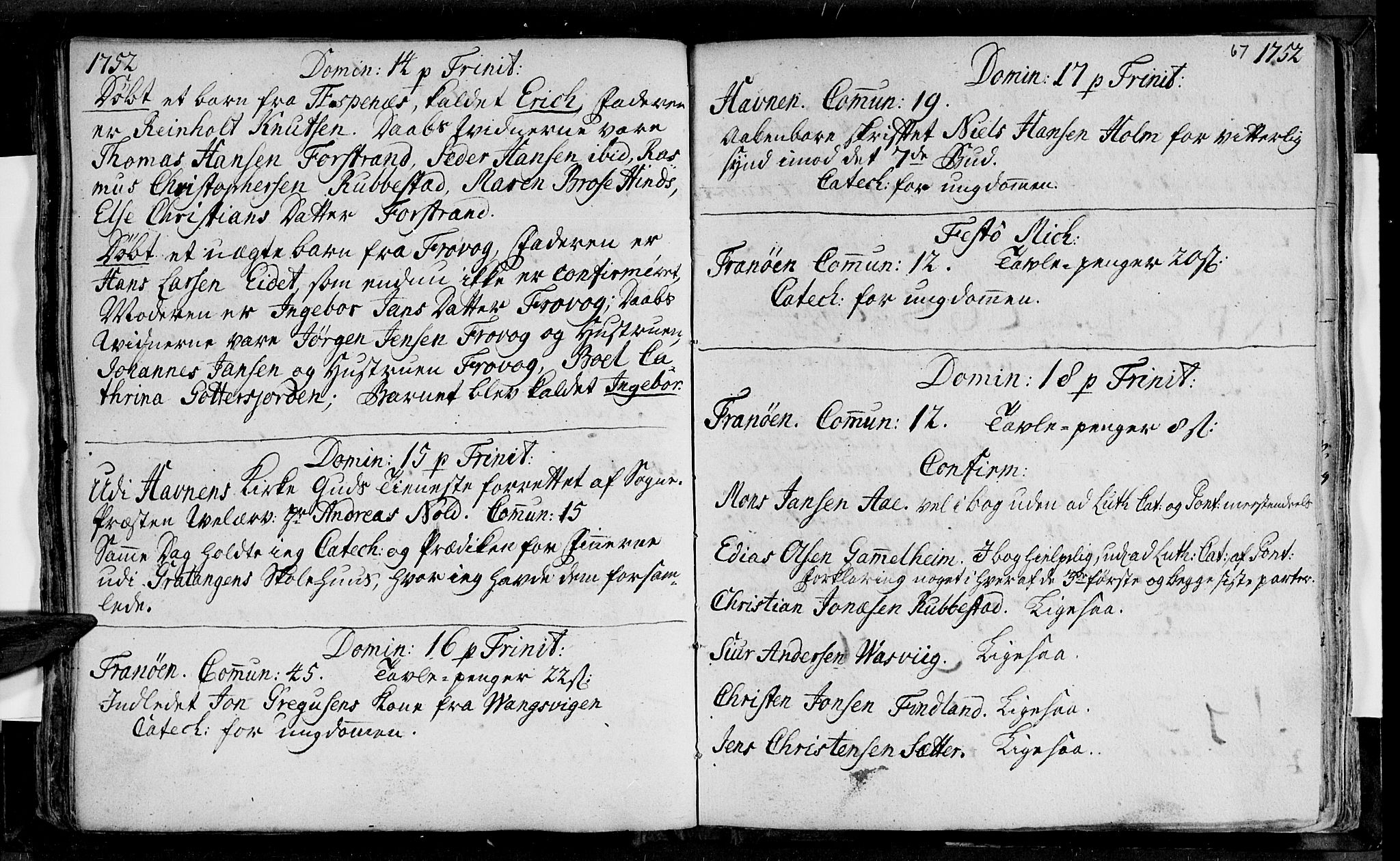 Ibestad sokneprestembete, SATØ/S-0077/H/Ha/Haa/L0001kirke: Parish register (official) no. 1, 1744-1757, p. 67