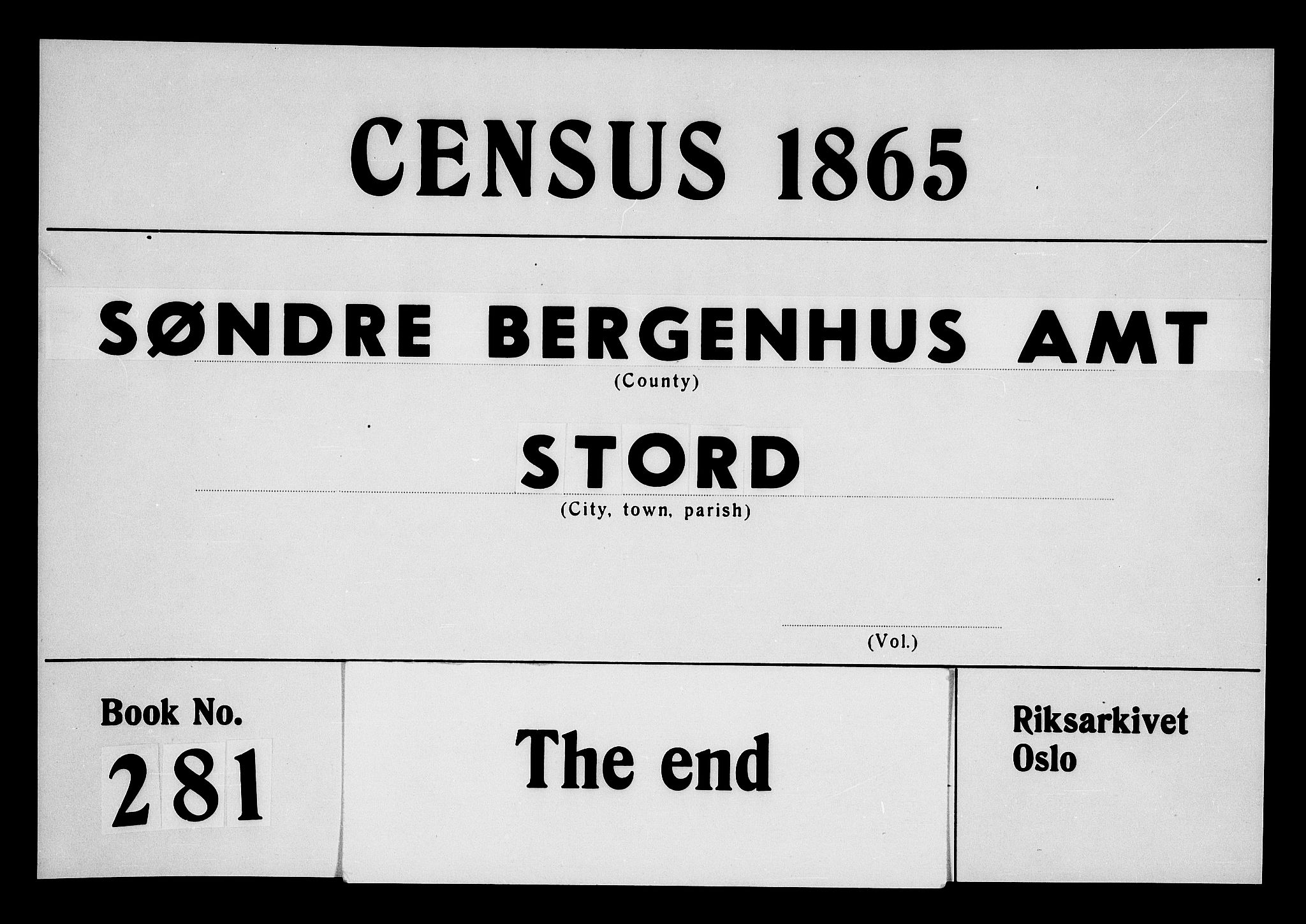 RA, 1865 census for Stord, 1865, p. 141