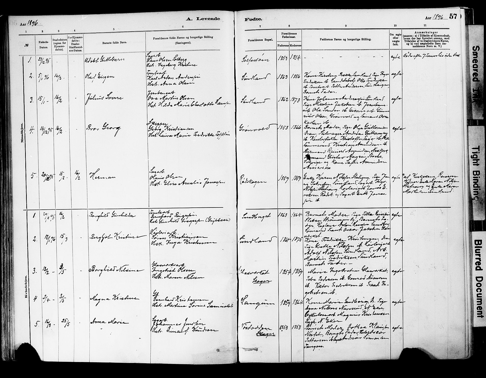 Strømsgodset kirkebøker, AV/SAKO-A-324/F/Fa/L0001: Parish register (official) no. 1, 1885-1909, p. 57