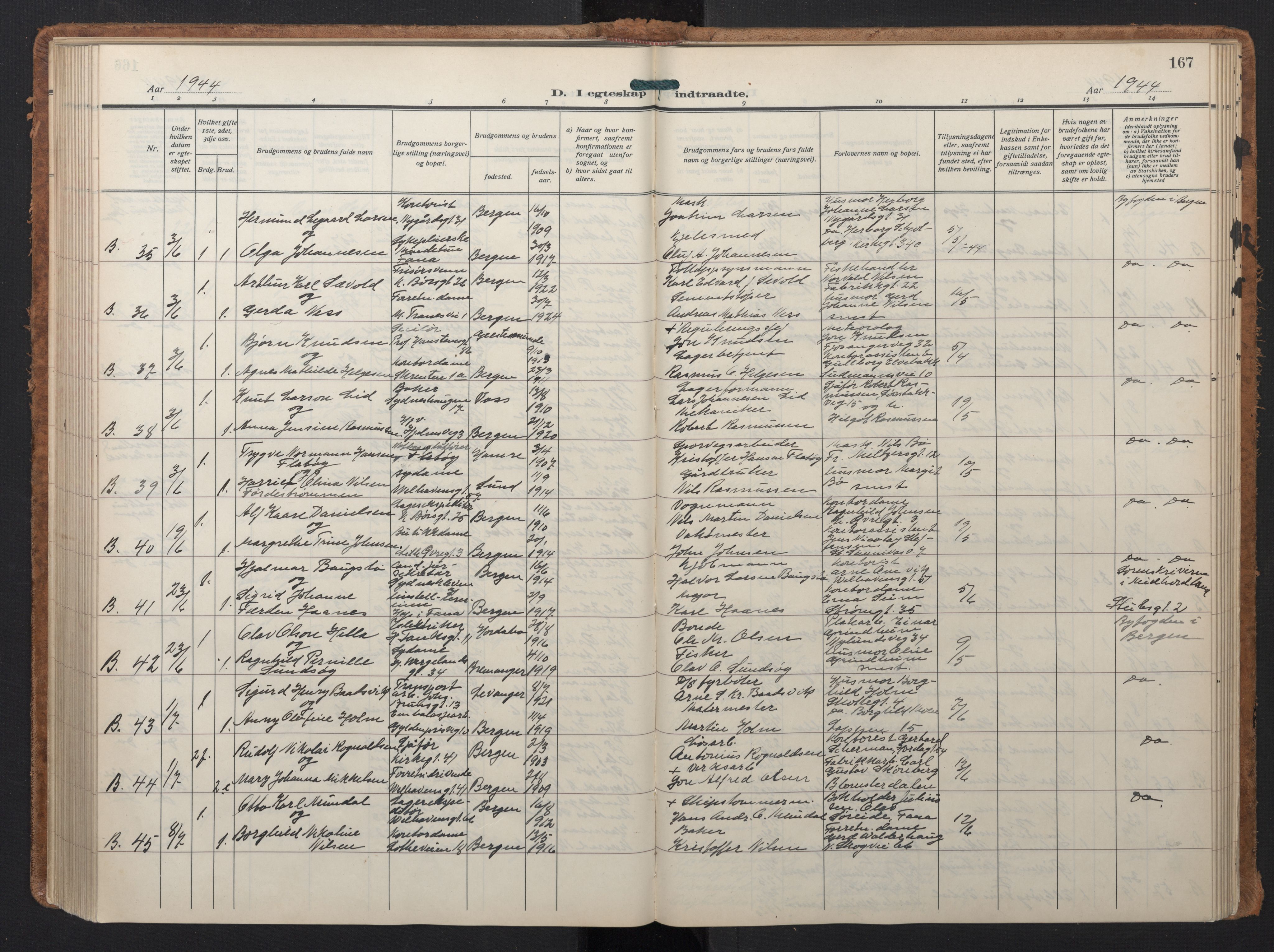 Johanneskirken sokneprestembete, SAB/A-76001/H/Hab: Parish register (copy) no. C 3, 1929-1949, p. 166b-167a