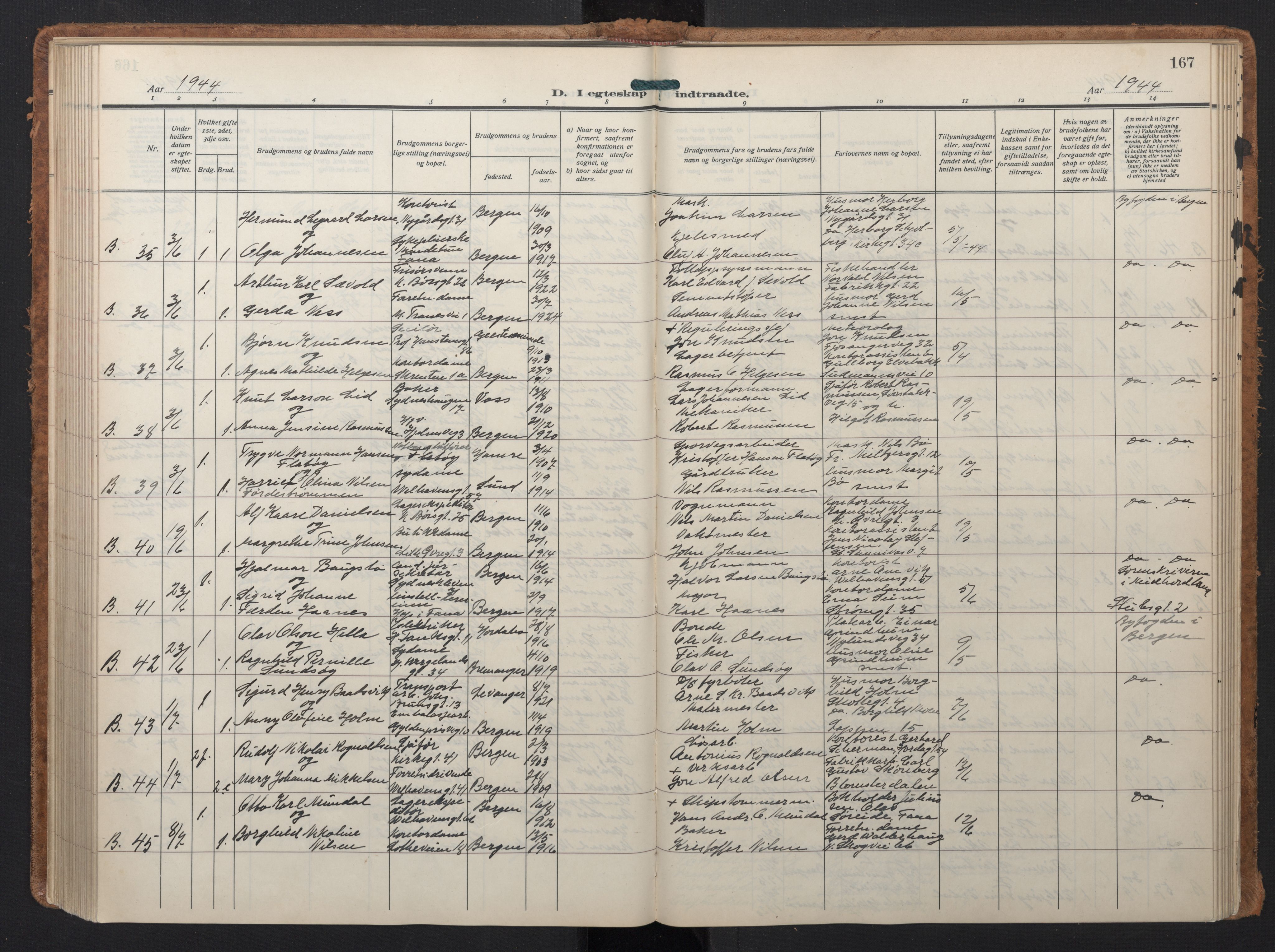 Johanneskirken sokneprestembete, AV/SAB-A-76001/H/Hab: Parish register (copy) no. C 3, 1929-1949, p. 166b-167a