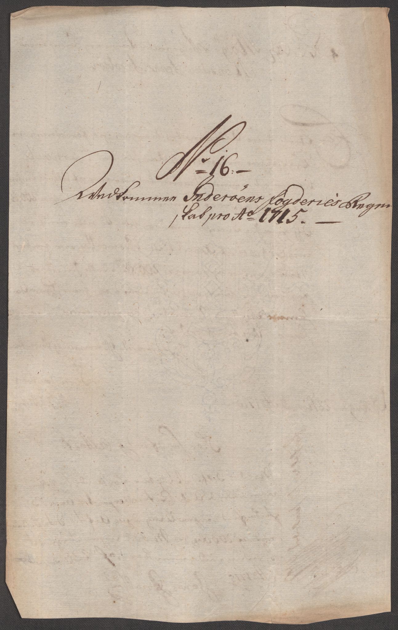 Rentekammeret inntil 1814, Reviderte regnskaper, Fogderegnskap, RA/EA-4092/R63/L4323: Fogderegnskap Inderøy, 1715, p. 216